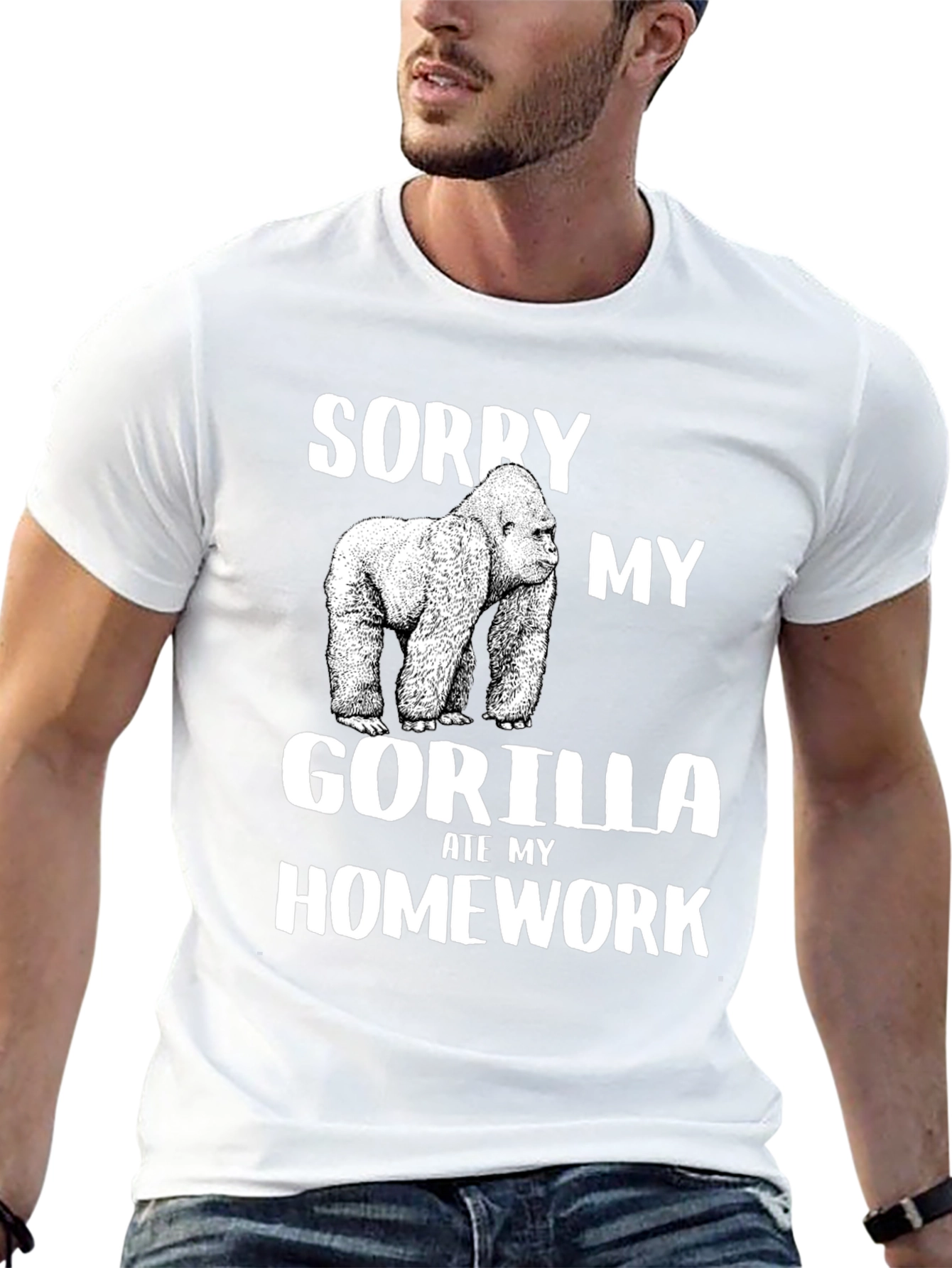 Black Sorry My Gorilla Ate My Homework T-Shirt view 13