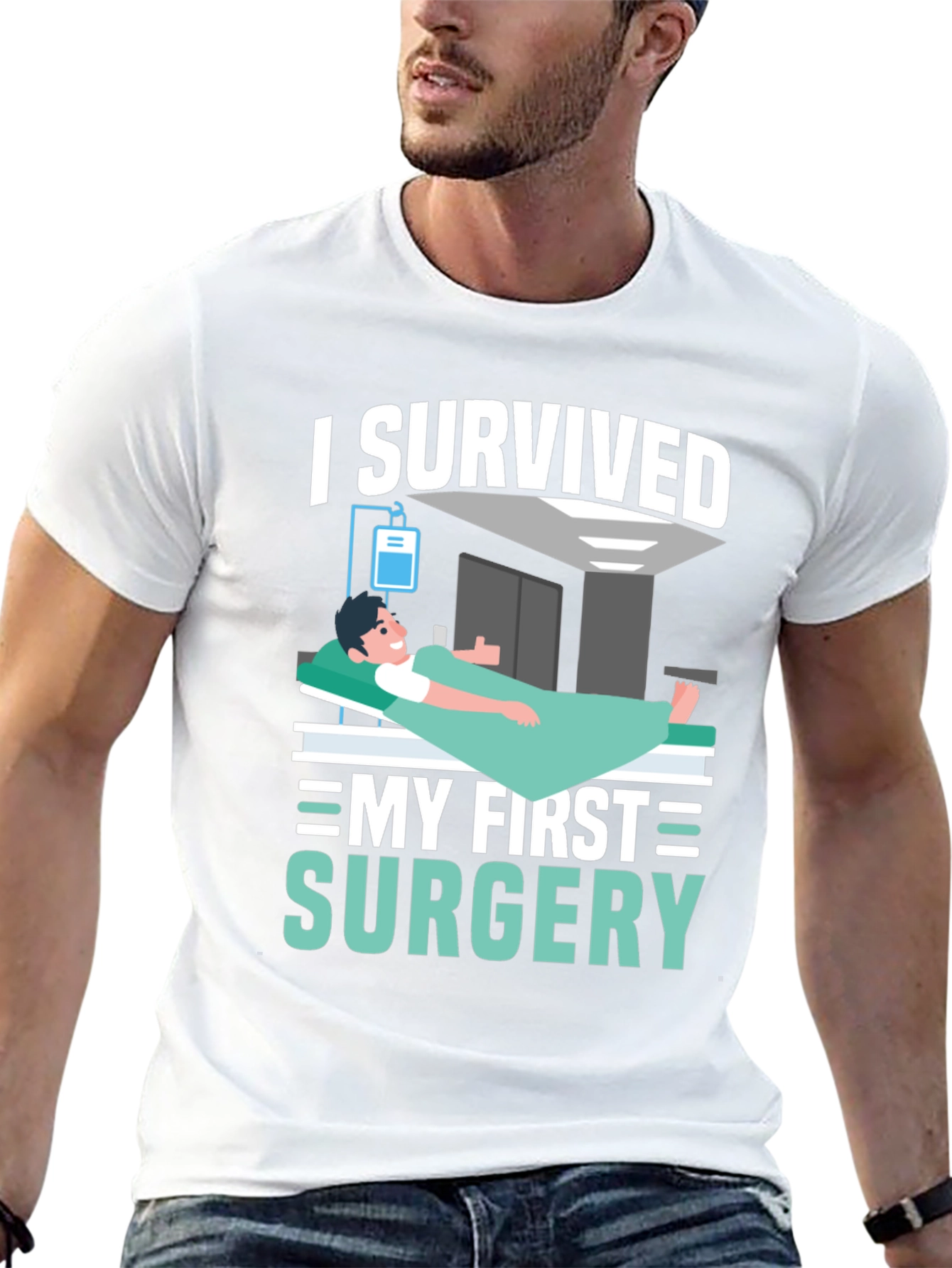 Black I Survived My First Surgery Graphic T-Shirt view 13