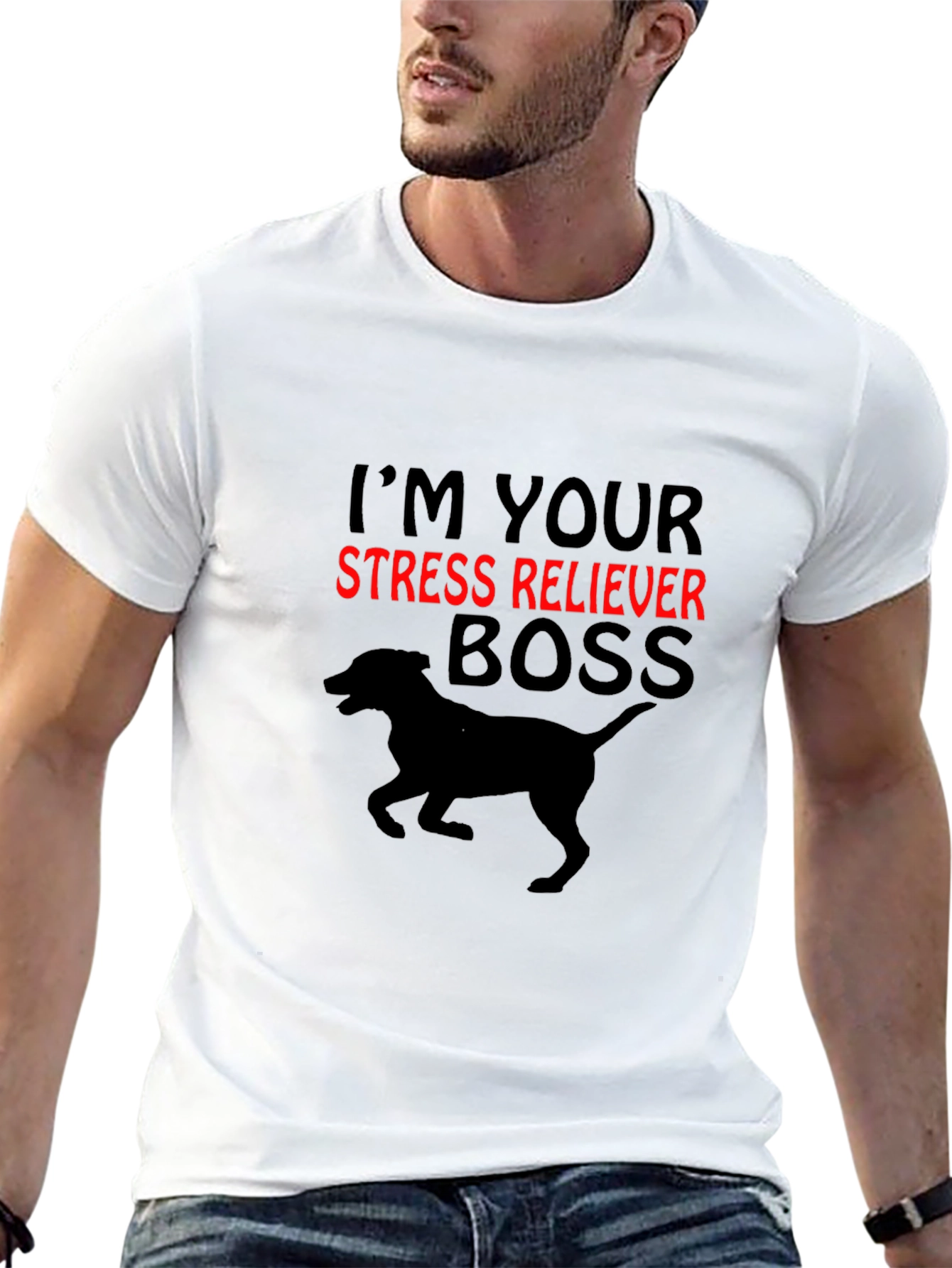 Black Stress Reliever Boss Dog Graphic Tee view 13