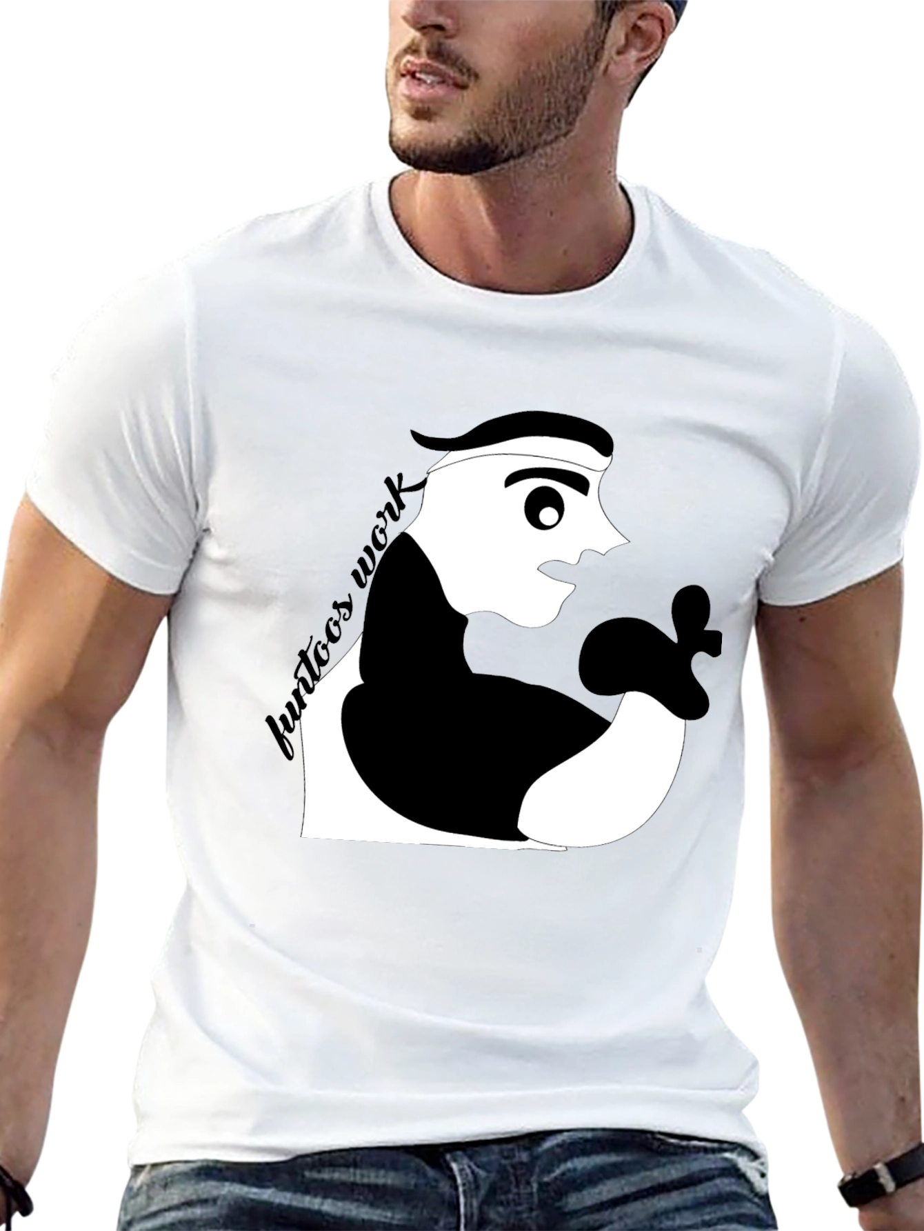 Black Cool Graphic Tee: Funtoon's Work Black T-Shirt view 13