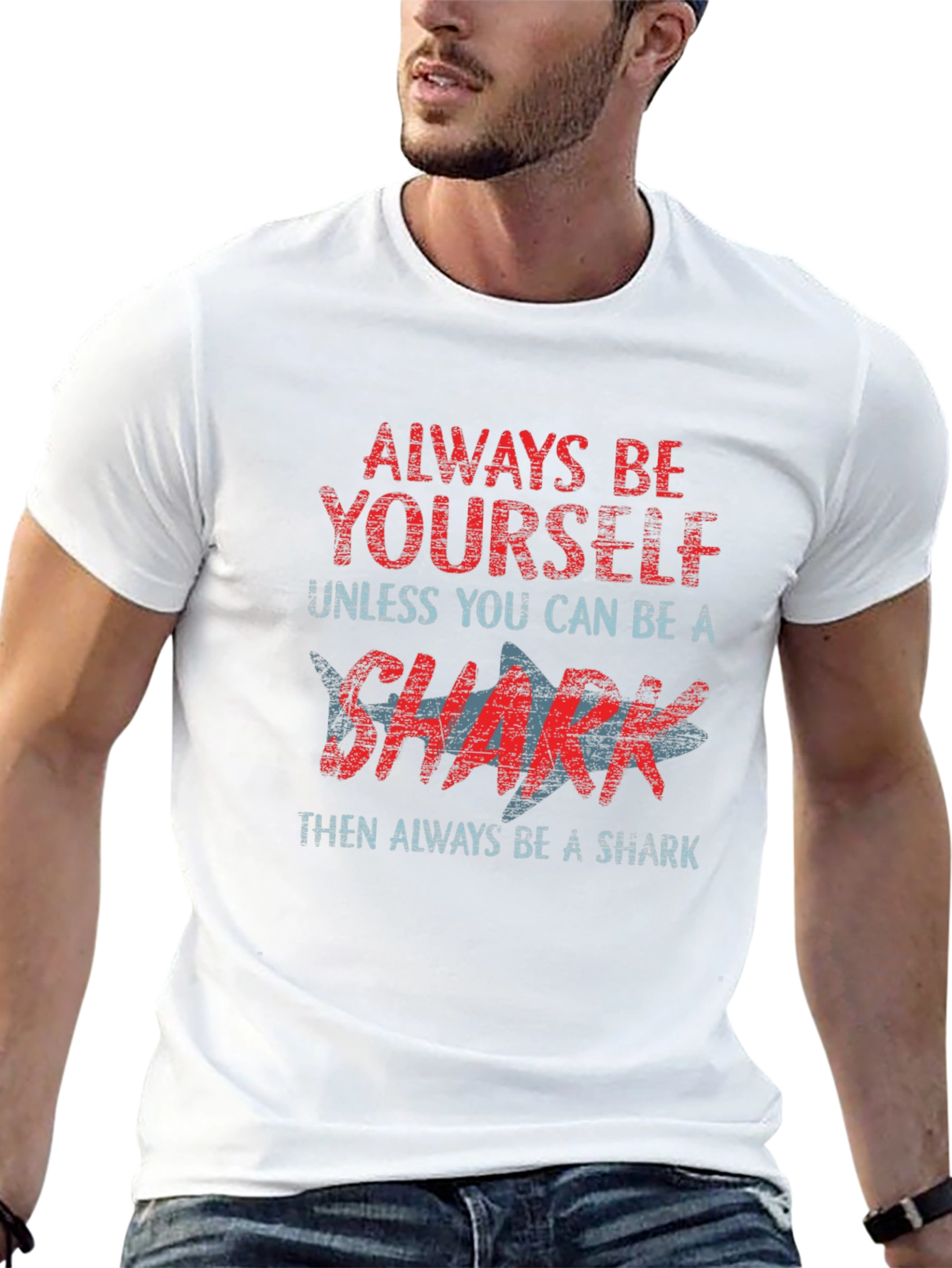Black Always Be Yourself Shark Graphic T-Shirt view 13