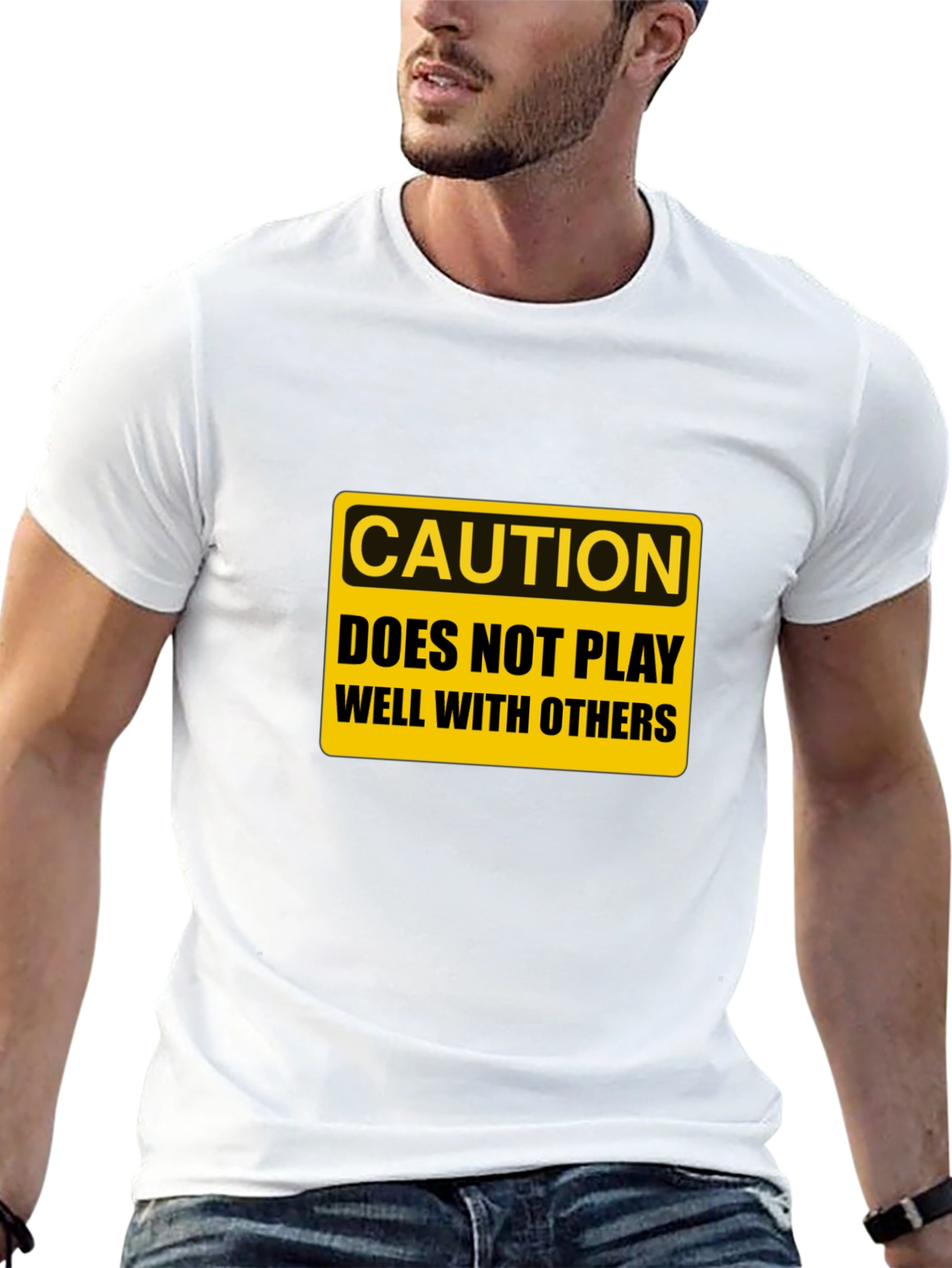 Black Caution: Does Not Play Well With Others - Graphic Tee view 13
