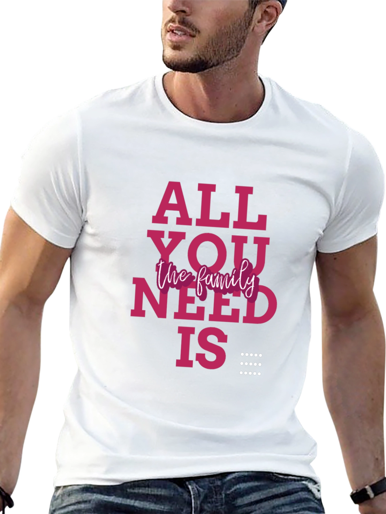 Black All You Need is Family Graphic T-Shirt view 13
