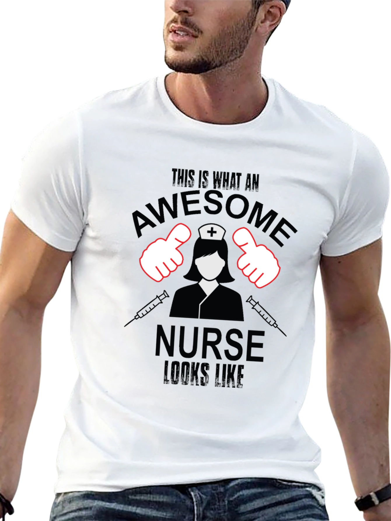 Black Awesome Nurse T-Shirt - Black Cotton Tee view 13