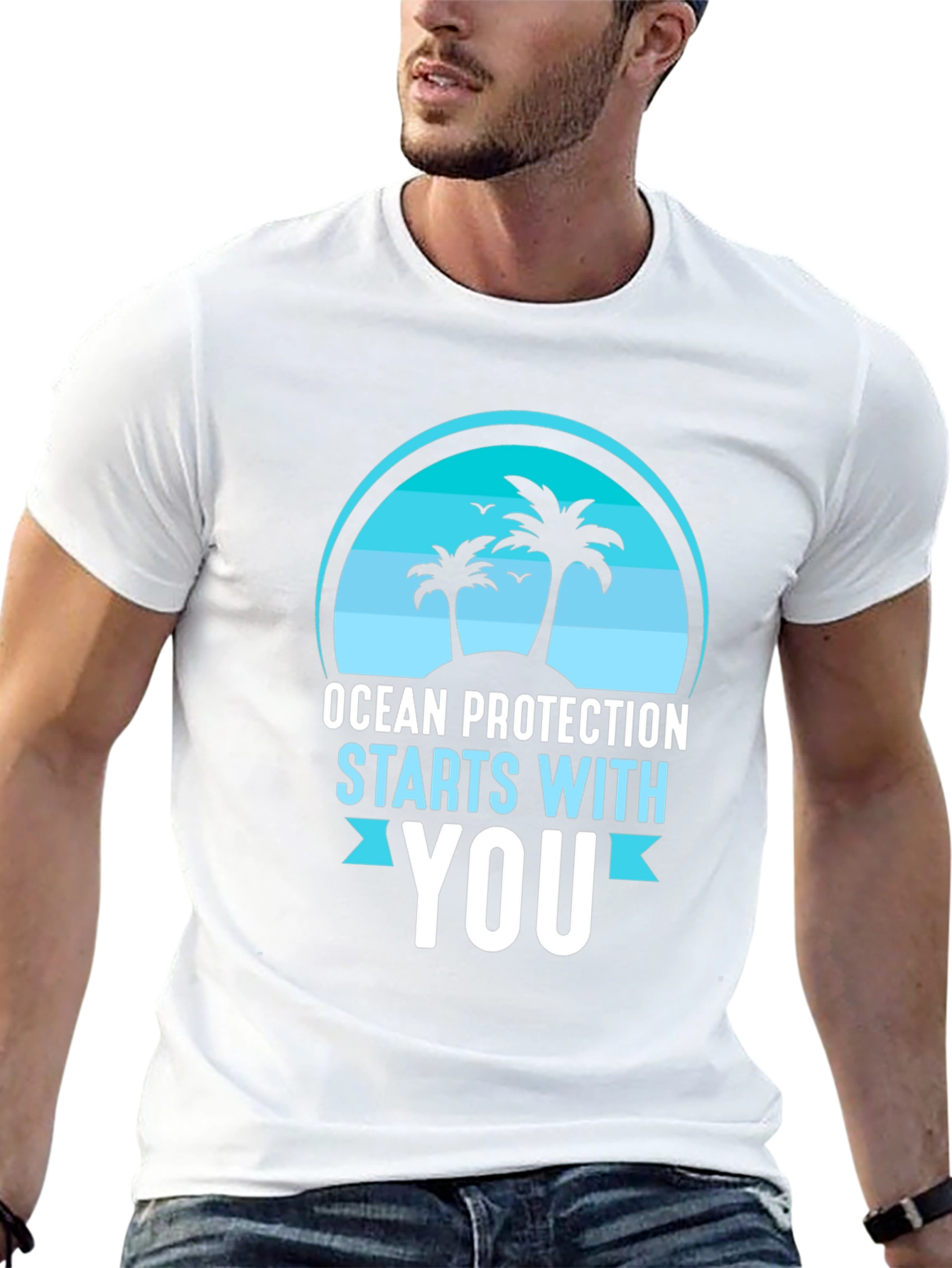 Black Ocean Protection Starts With You T-Shirt view 13