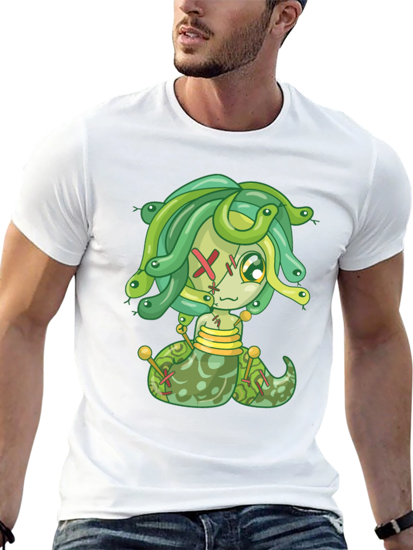 Black Medusa Cartoon Graphic Tee - Black view 13