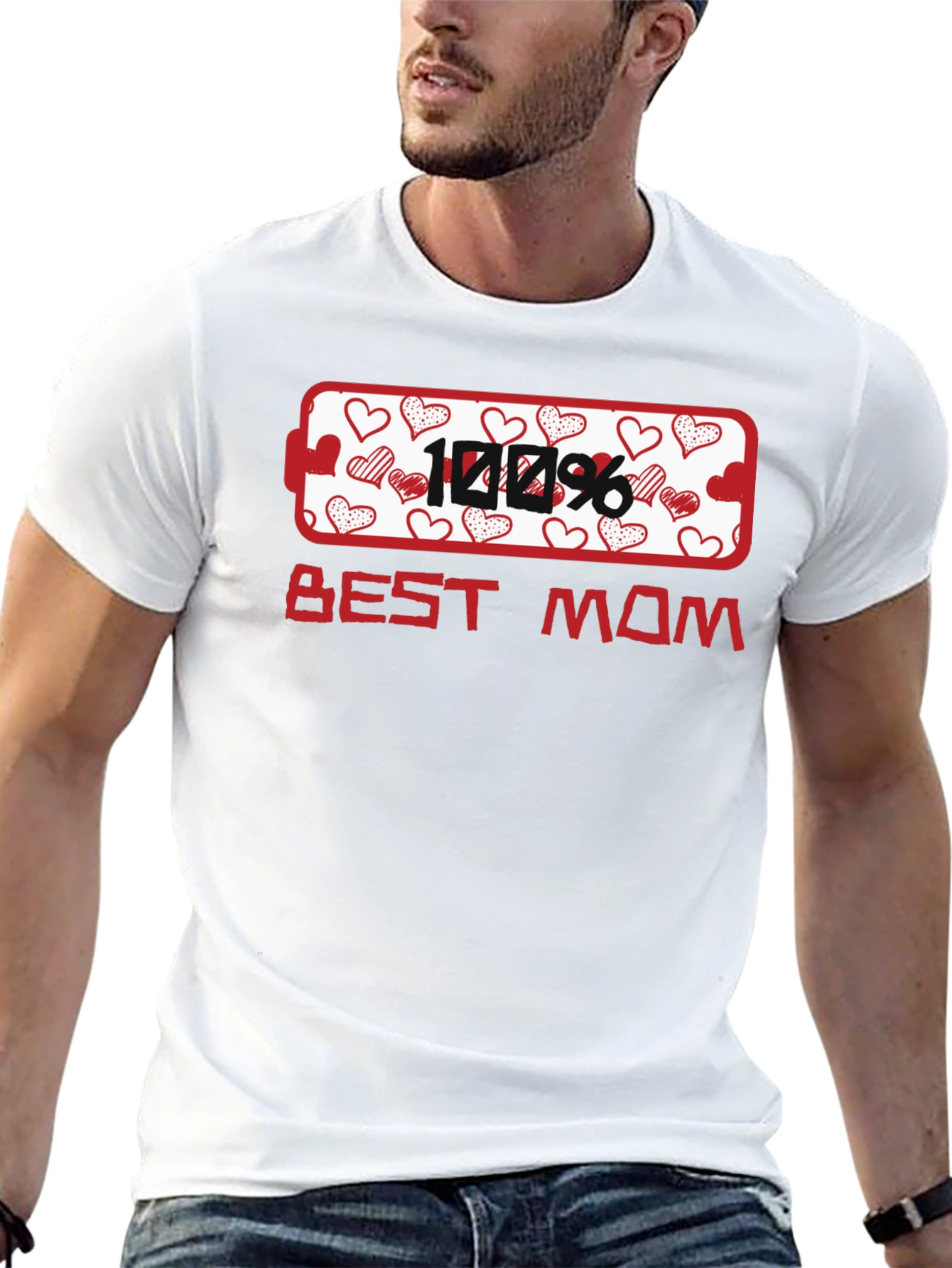 Black 100% Best Mom Heart Graphic T-Shirt view 13