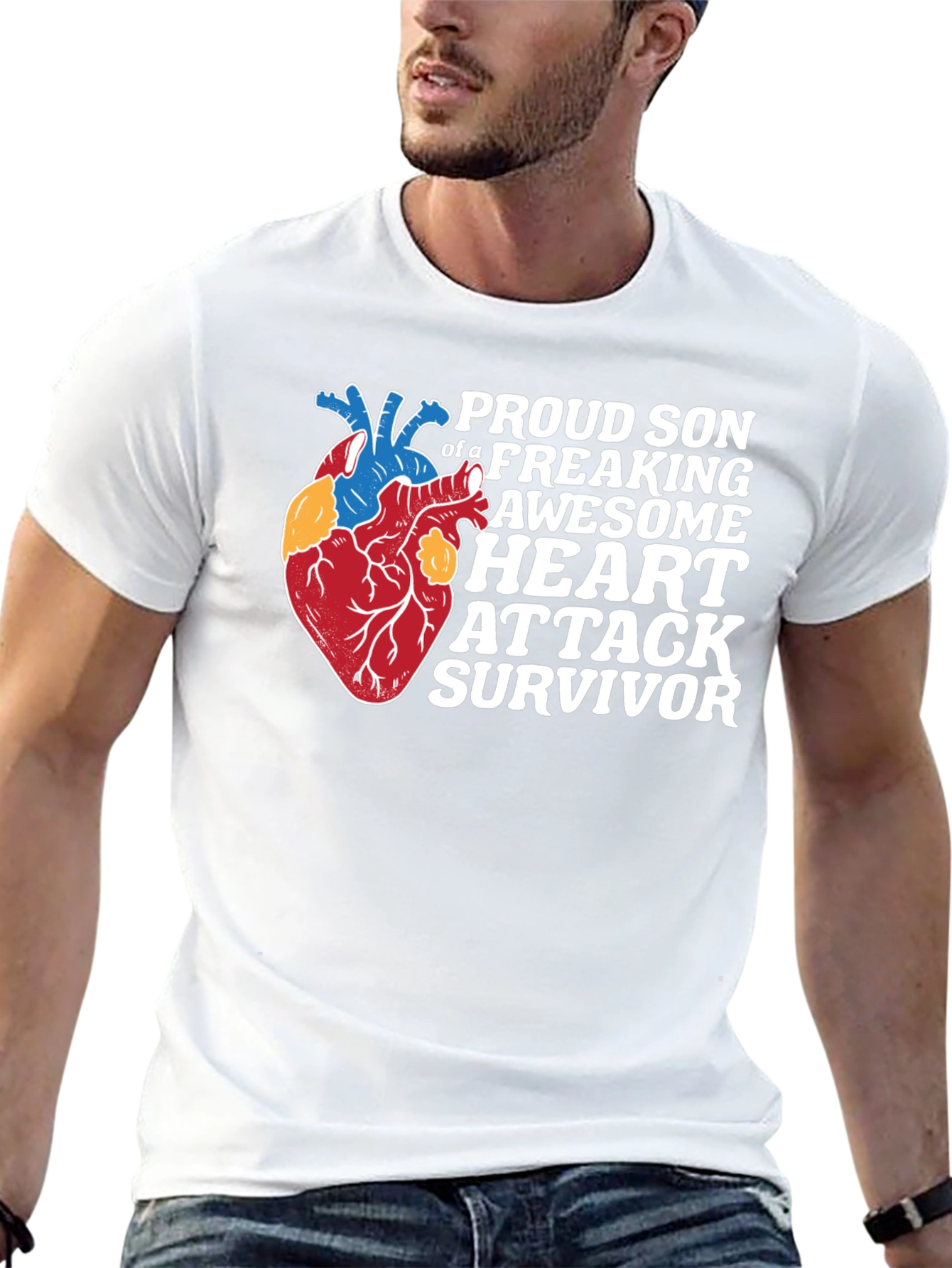 Black Proud Son Heart Attack Survivor Graphic Tee view 13