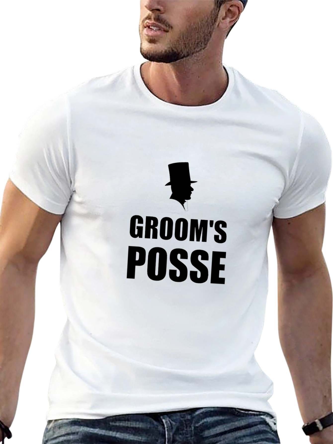 Black Groom's Posse Crew T-Shirt - Wedding Party Apparel view 13