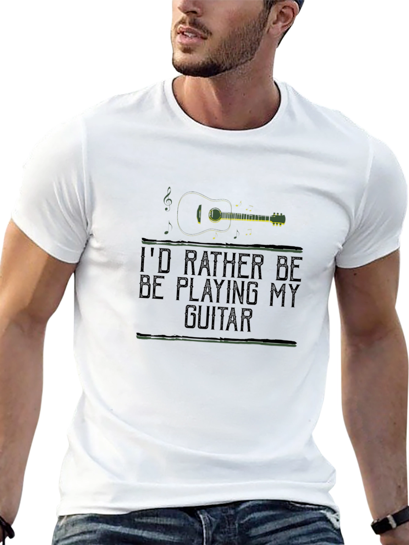 Black Guitar Player T-Shirt - I'd Rather Be Playing My Guitar view 13