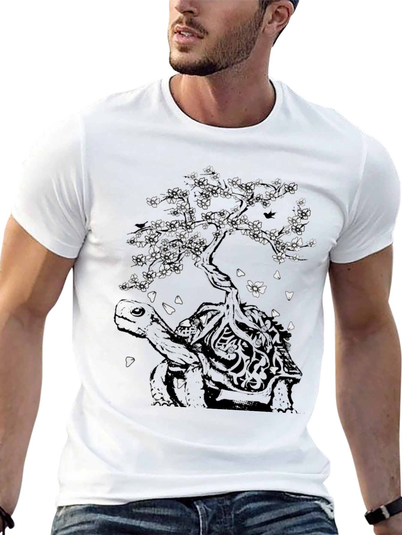 Black Turtle & Tree Graphic Tee - Nature Inspired Style view 13