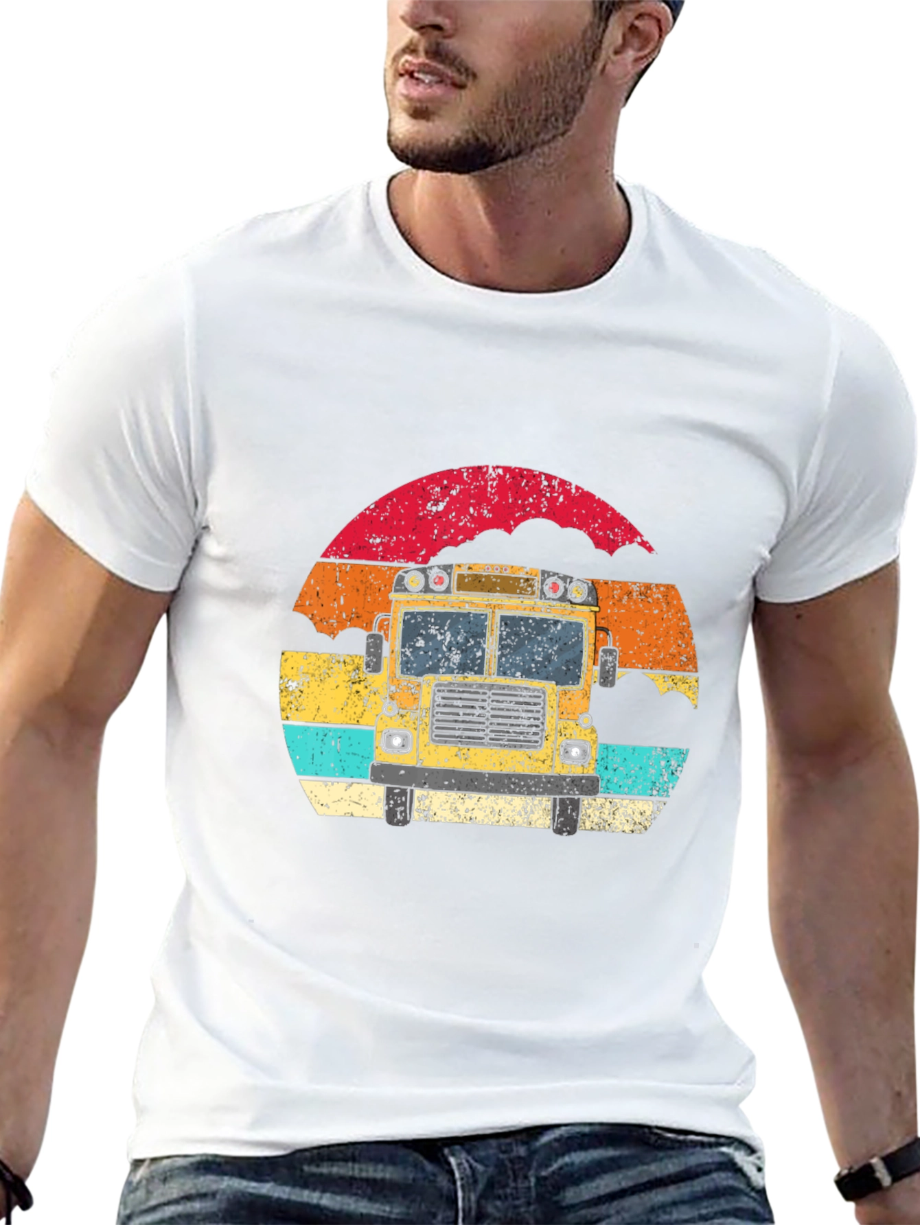 Black Retro School Bus Graphic Tee - Vintage Style T-Shirt view 13