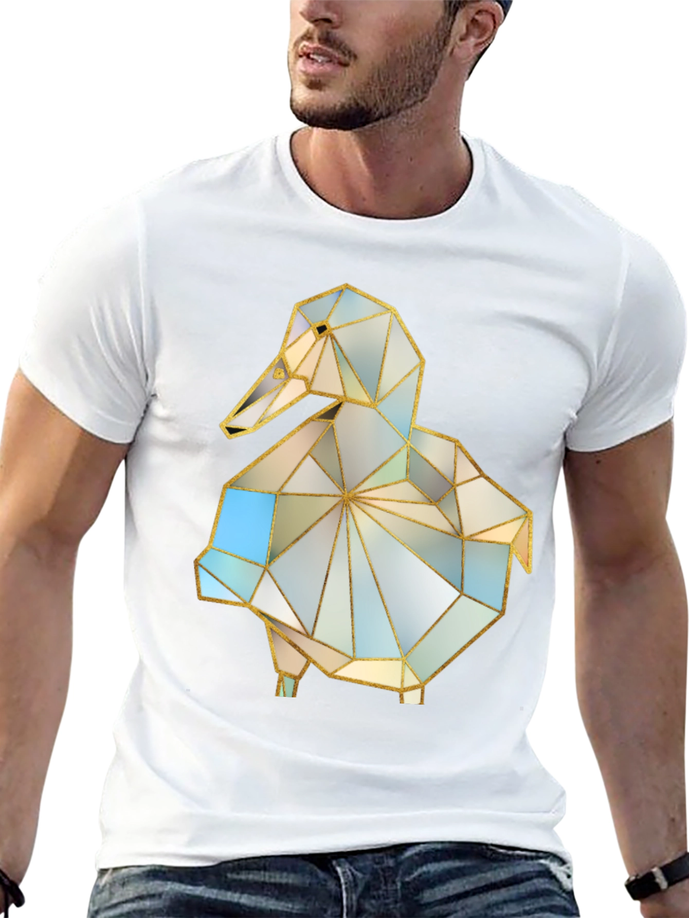 Black Geometric Duck Graphic Tee - Stylish Modern Design view 13