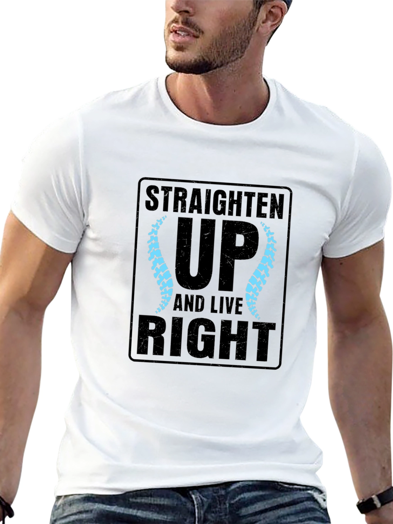 Black Straighten Up Chiropractic T-Shirt view 13