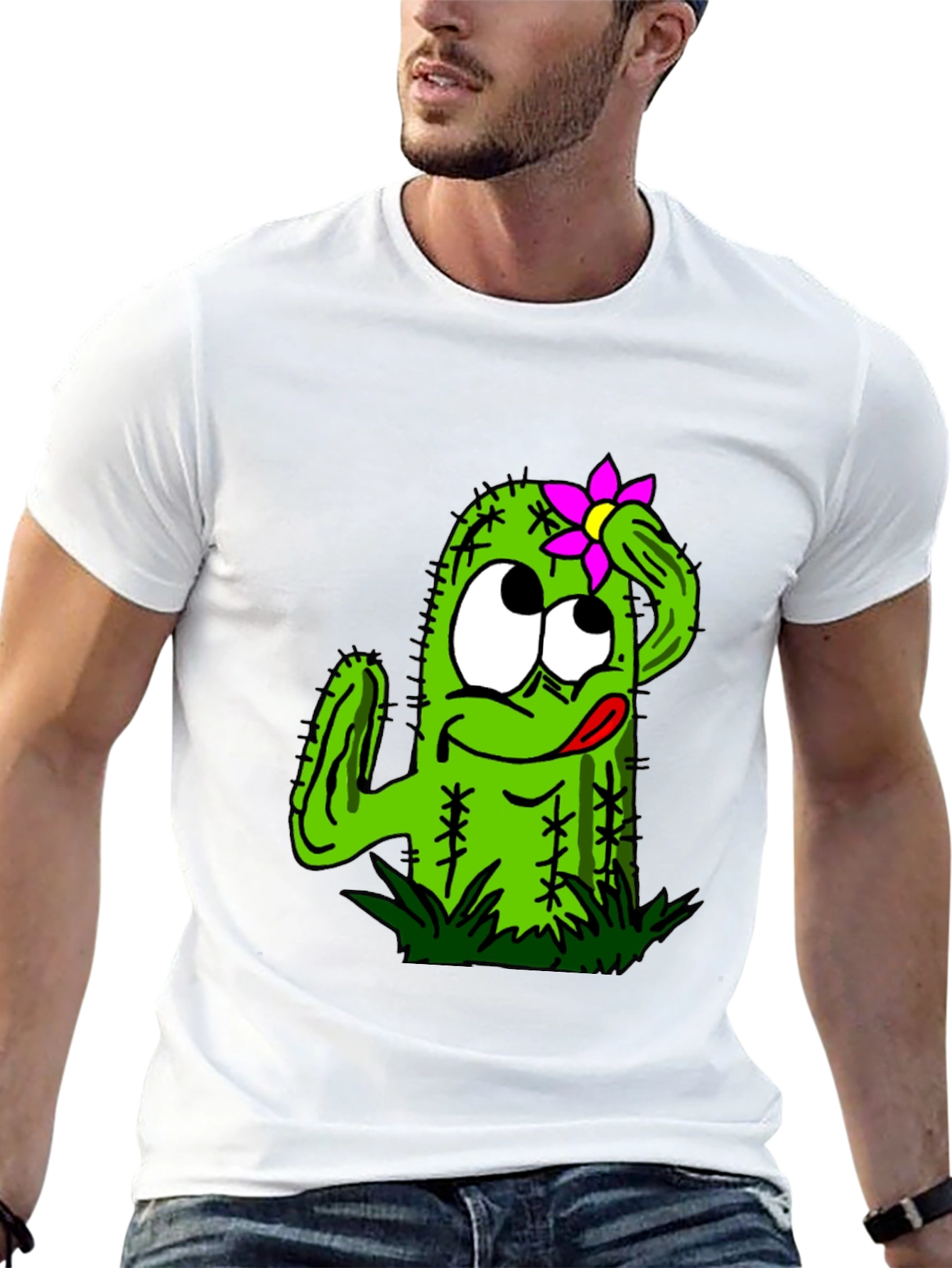 Black Funny Cactus Graphic Tee - Black Unisex T-Shirt view 13