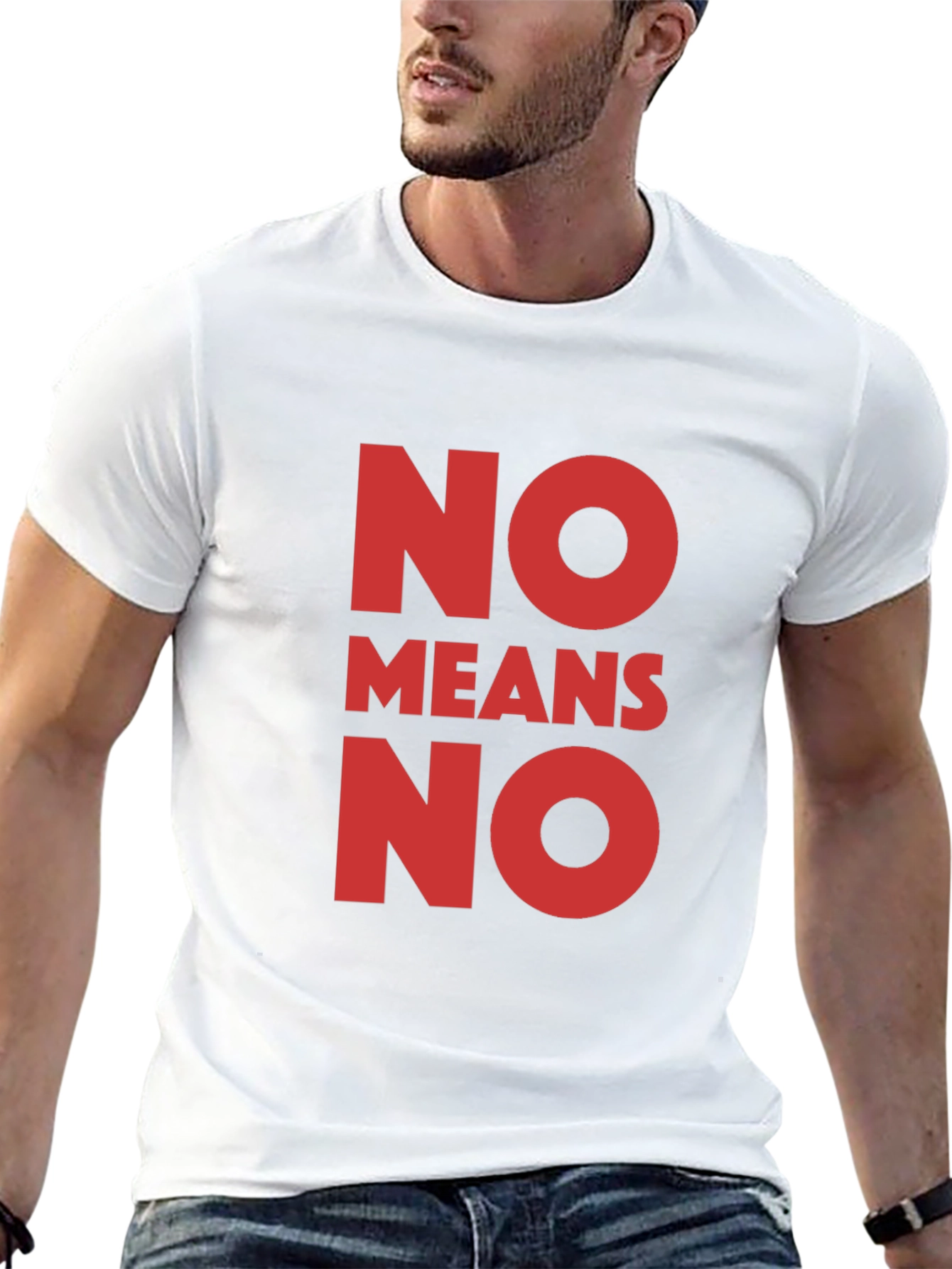 Black No Means No Graphic Tee - Black Cotton T-Shirt view 13