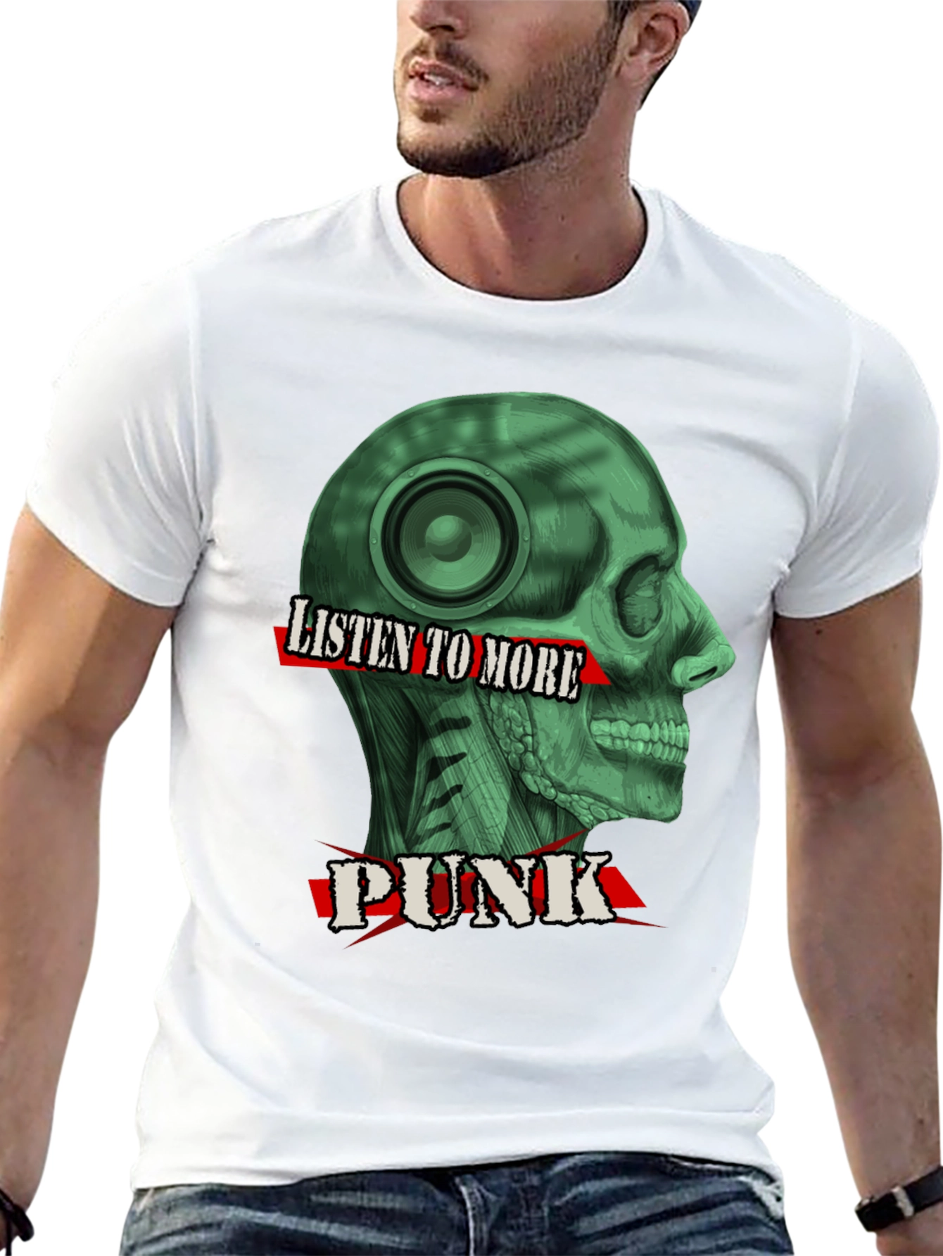 Black Listen to More Punk T-Shirt - Graphic Tee view 13
