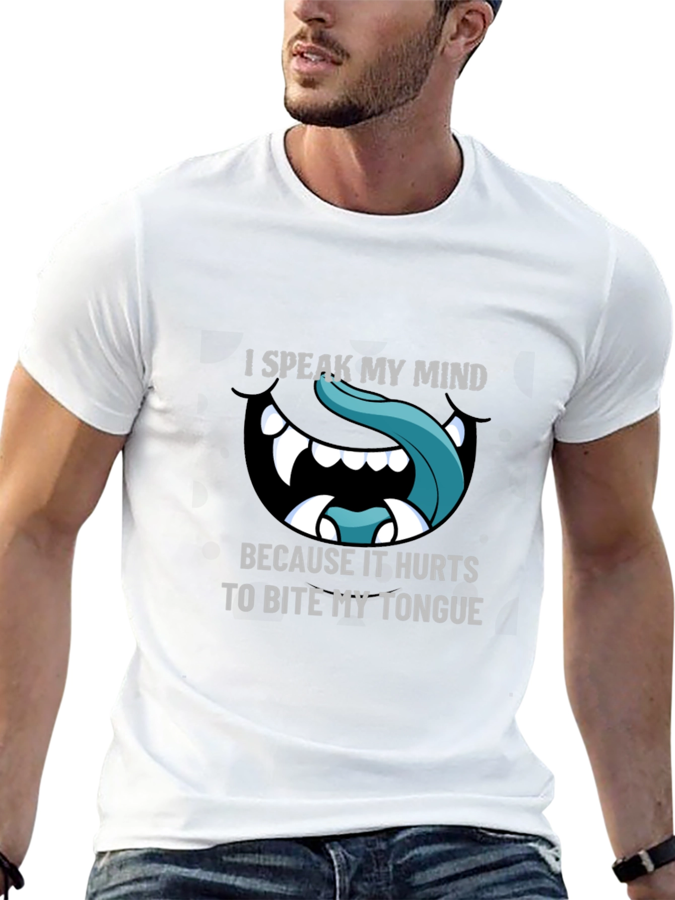 Black Speak My Mind Graphic Tee - Funny Tongue Bite Shirt view 13
