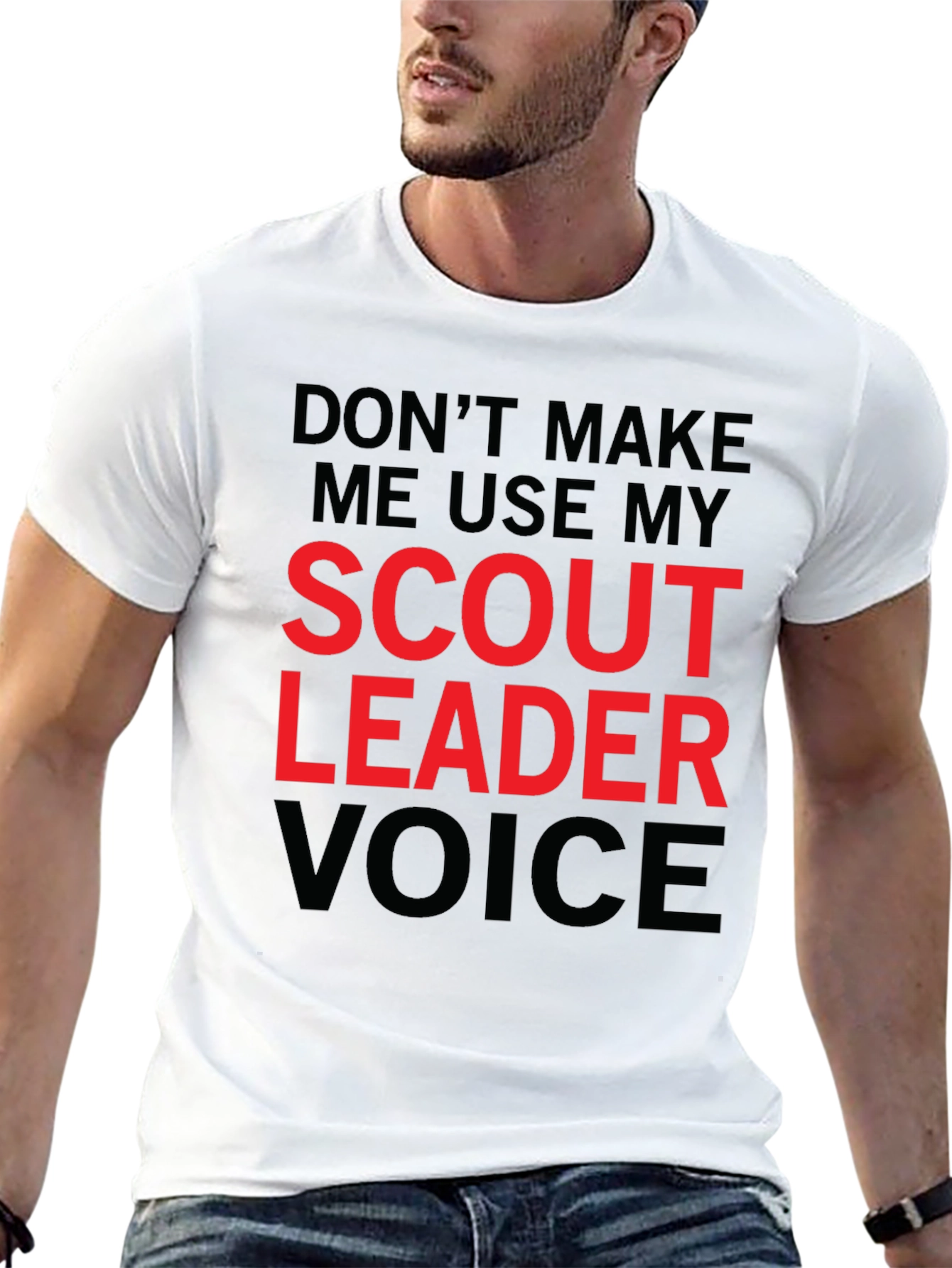 Black Scout Leader Voice Graphic Tee - Funny Men's T-Shirt view 13