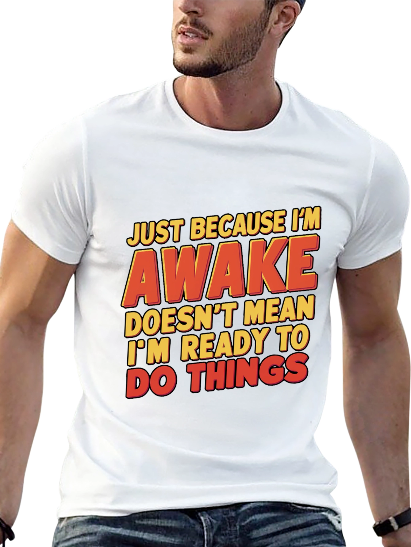 Black Funny Awake T-Shirt: Just Because I'm Awake view 13