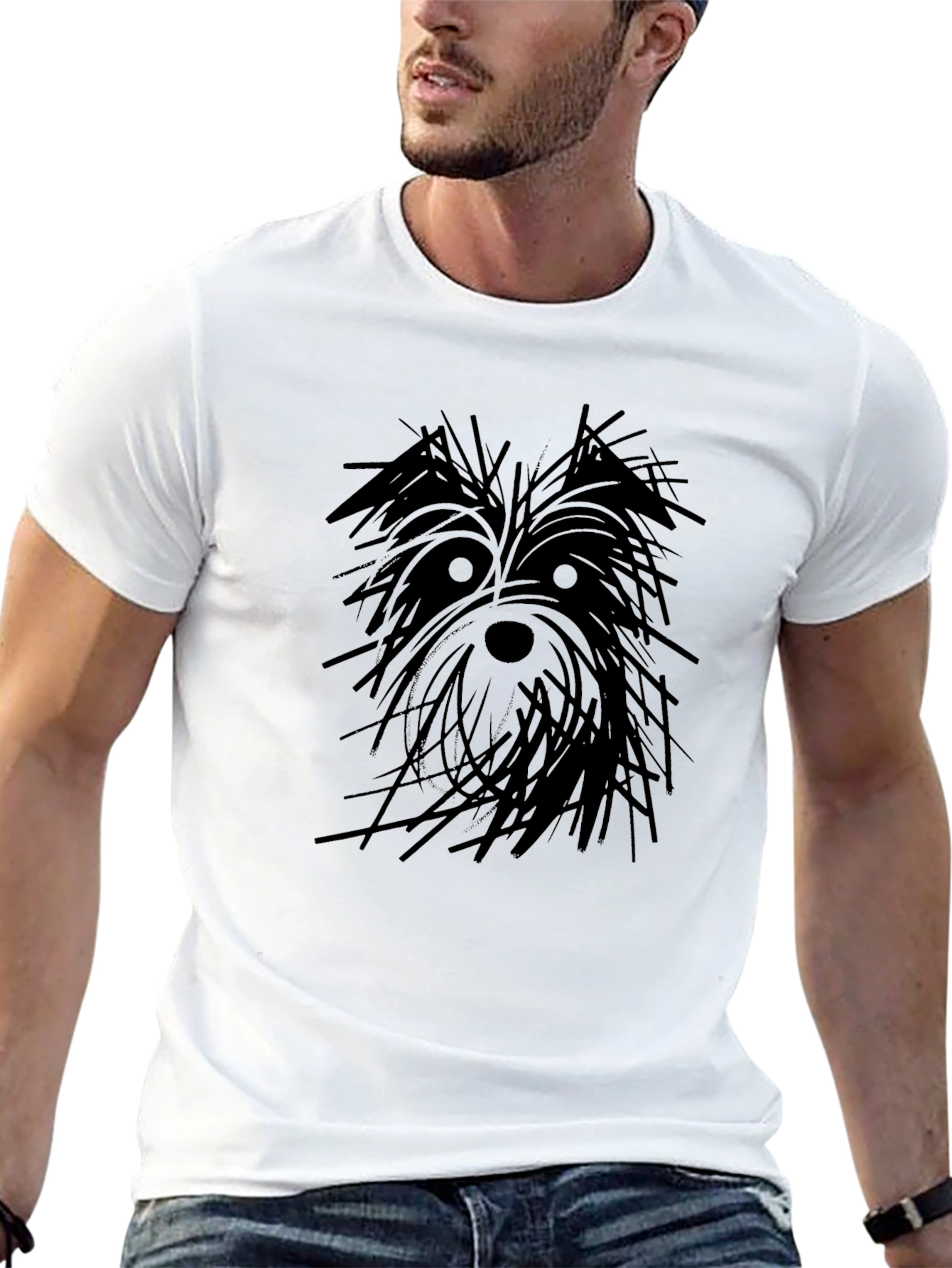 Black Dog Sketch Graphic Black T-Shirt view 13