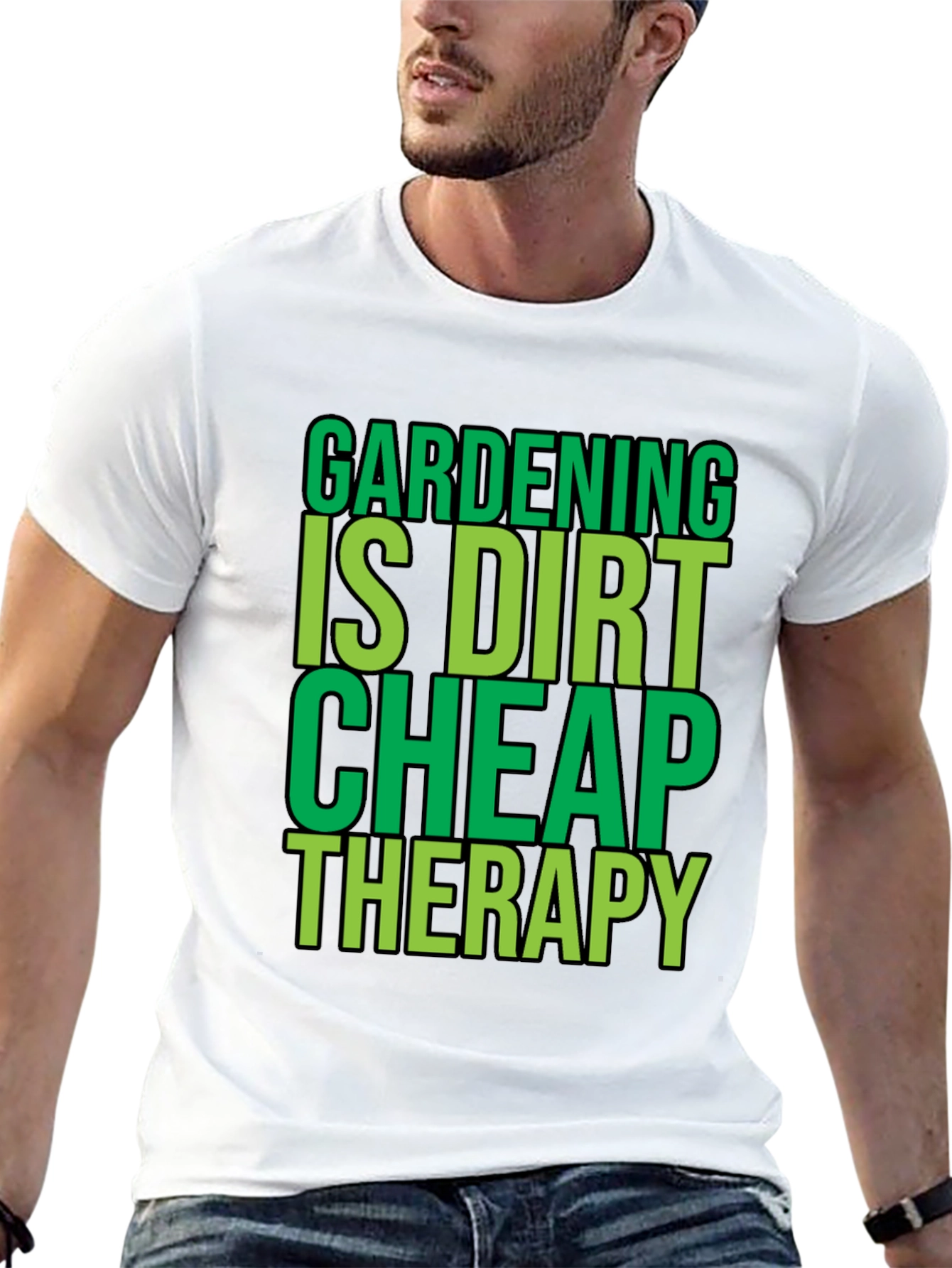 Black Gardening is Dirt Cheap Therapy Black T-Shirt view 13