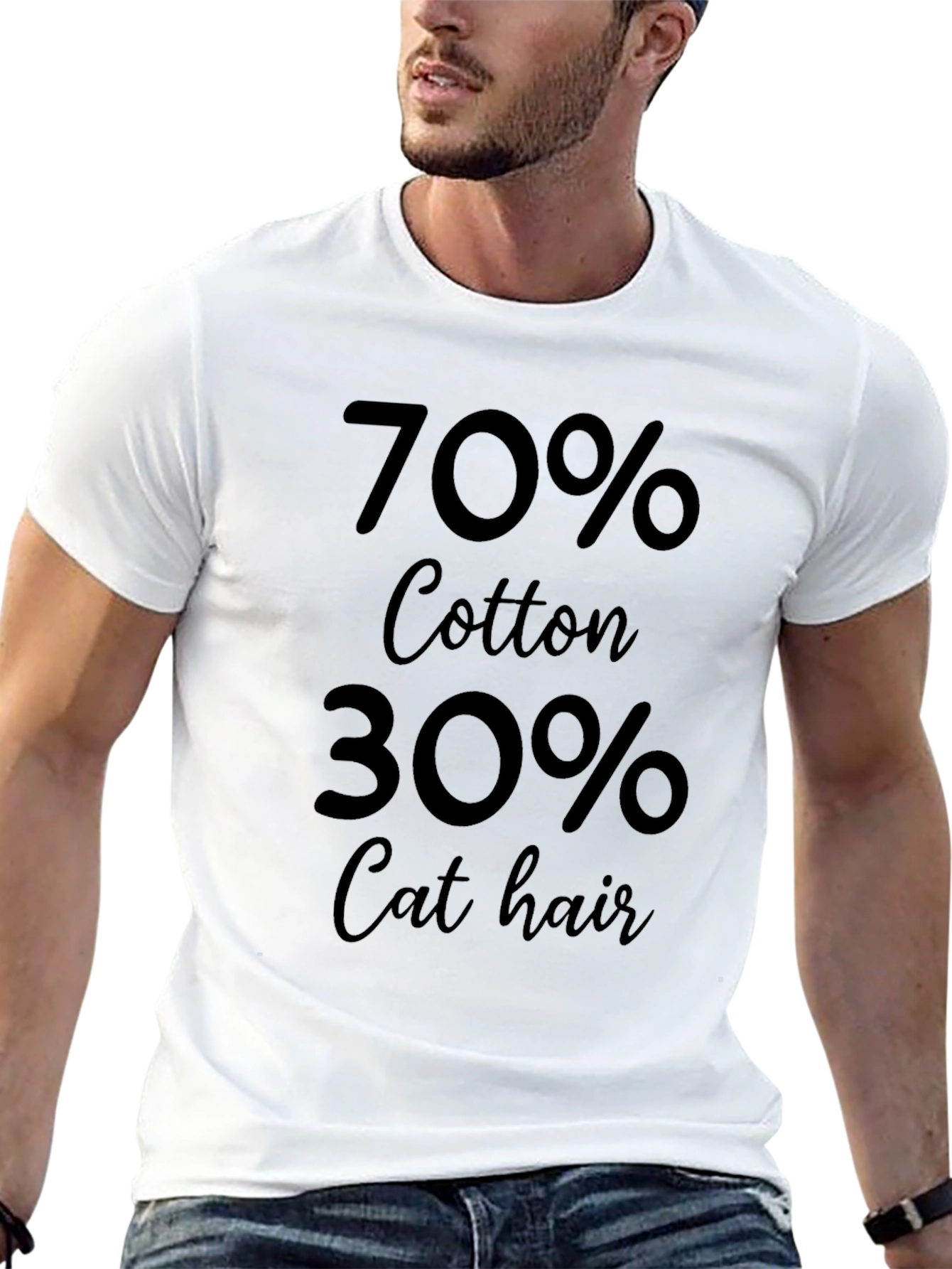 Black Humorous Cat Hair Blend Tee view 13