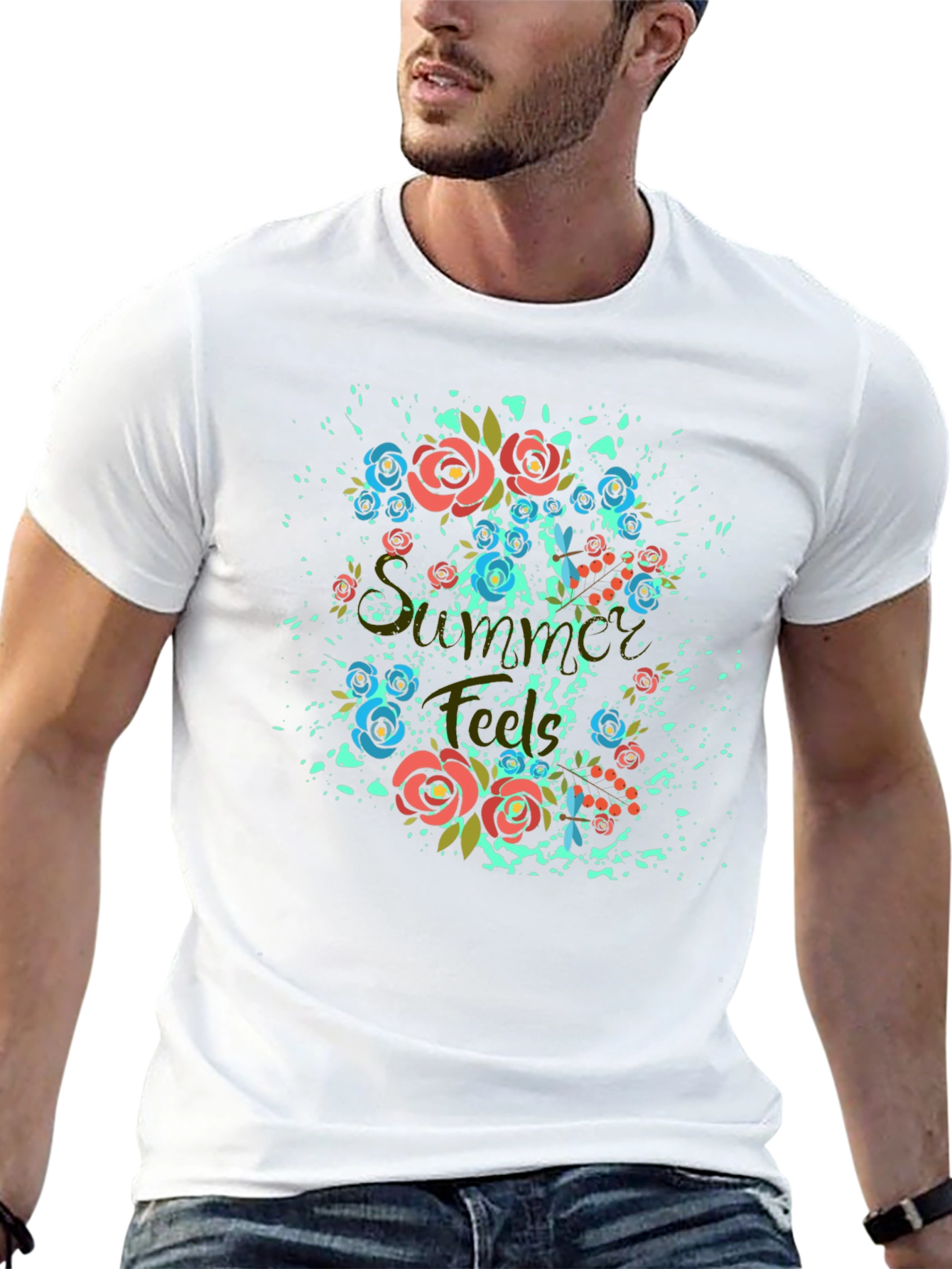 Black Floral Summer T-Shirt - Stylish Black Tee view 13
