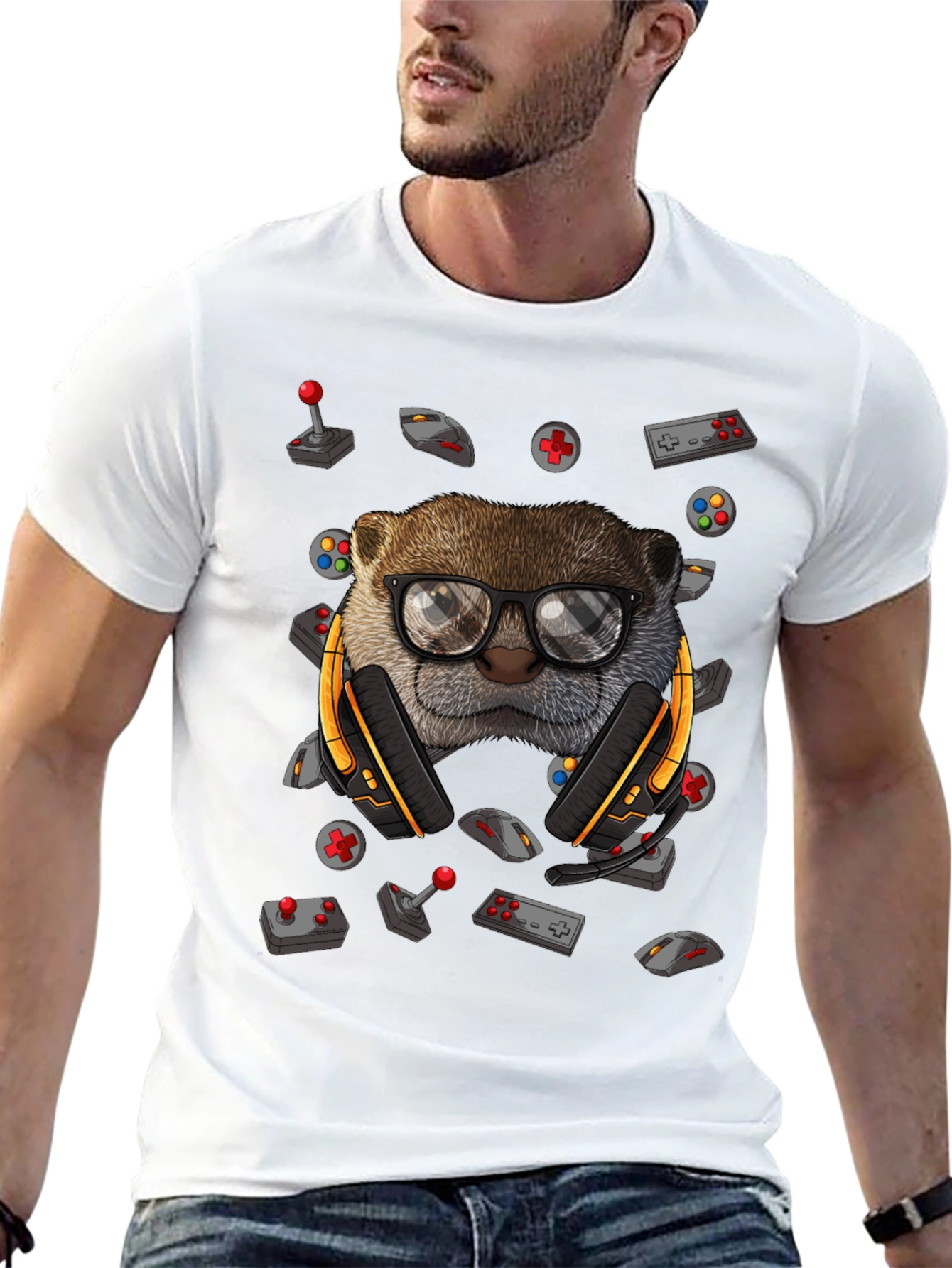Black Gamer Otter Graphic Tee - Playful Style view 13