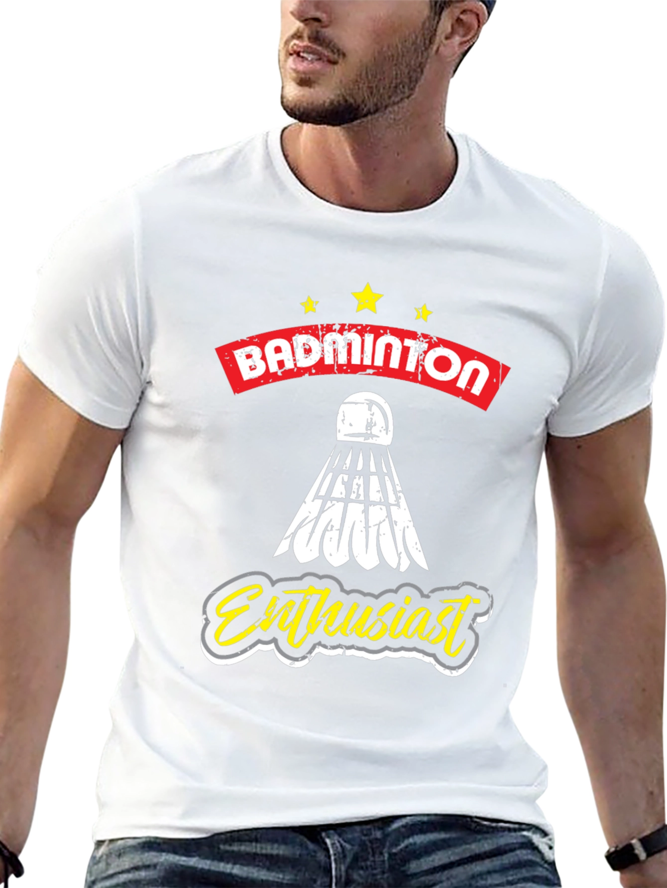 Black Badminton Enthusiast Graphic Tee - Unisex view 13