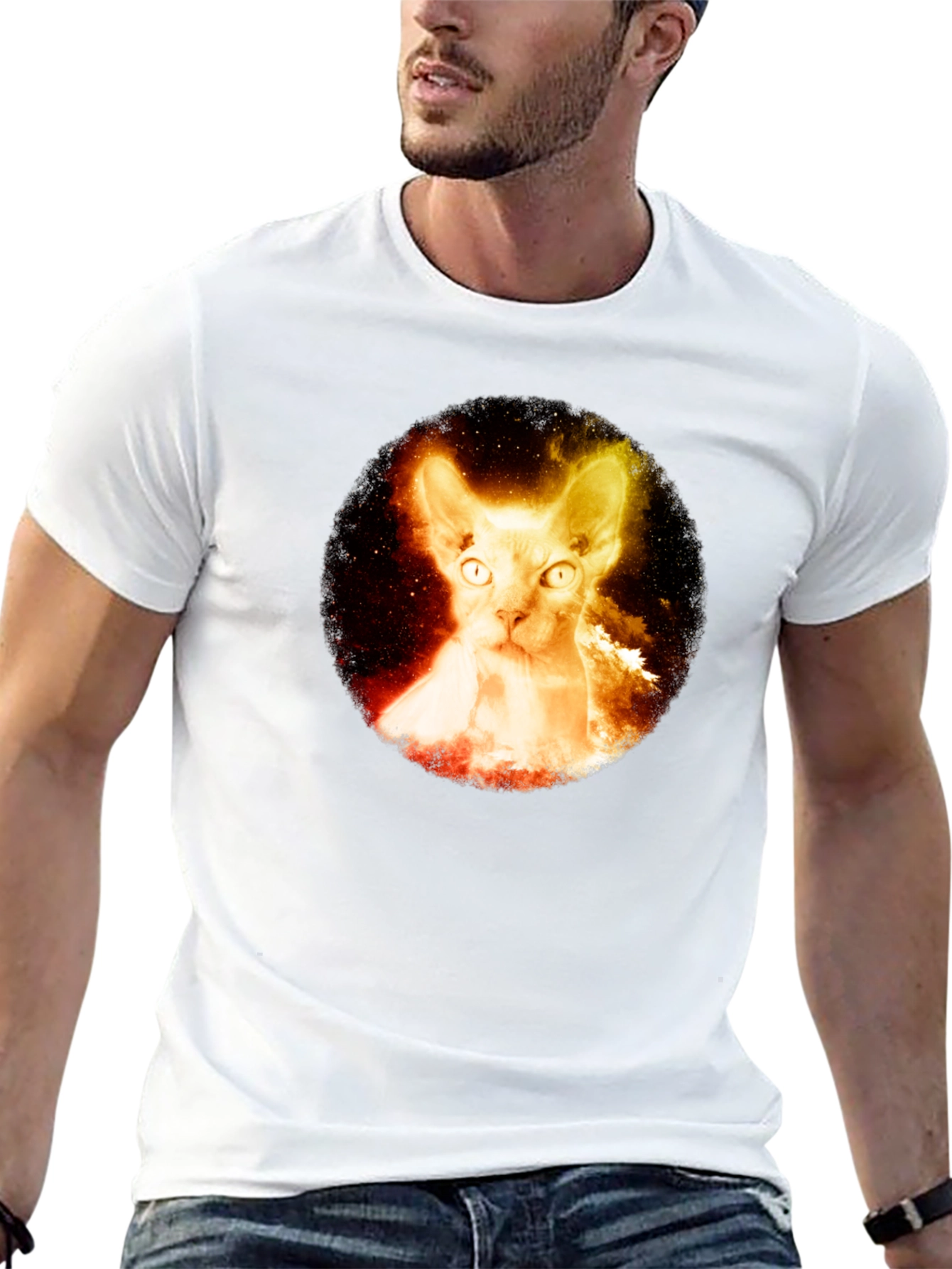 Black Sphynx Cat Galaxy T-Shirt - Unique Graphic Tee view 13