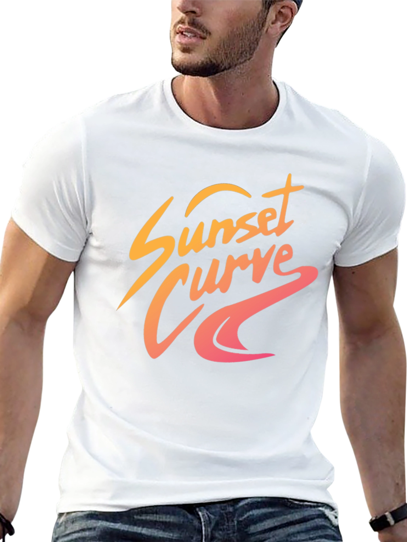 Black Sunset Curve Graphic Tee - Retro Style view 13