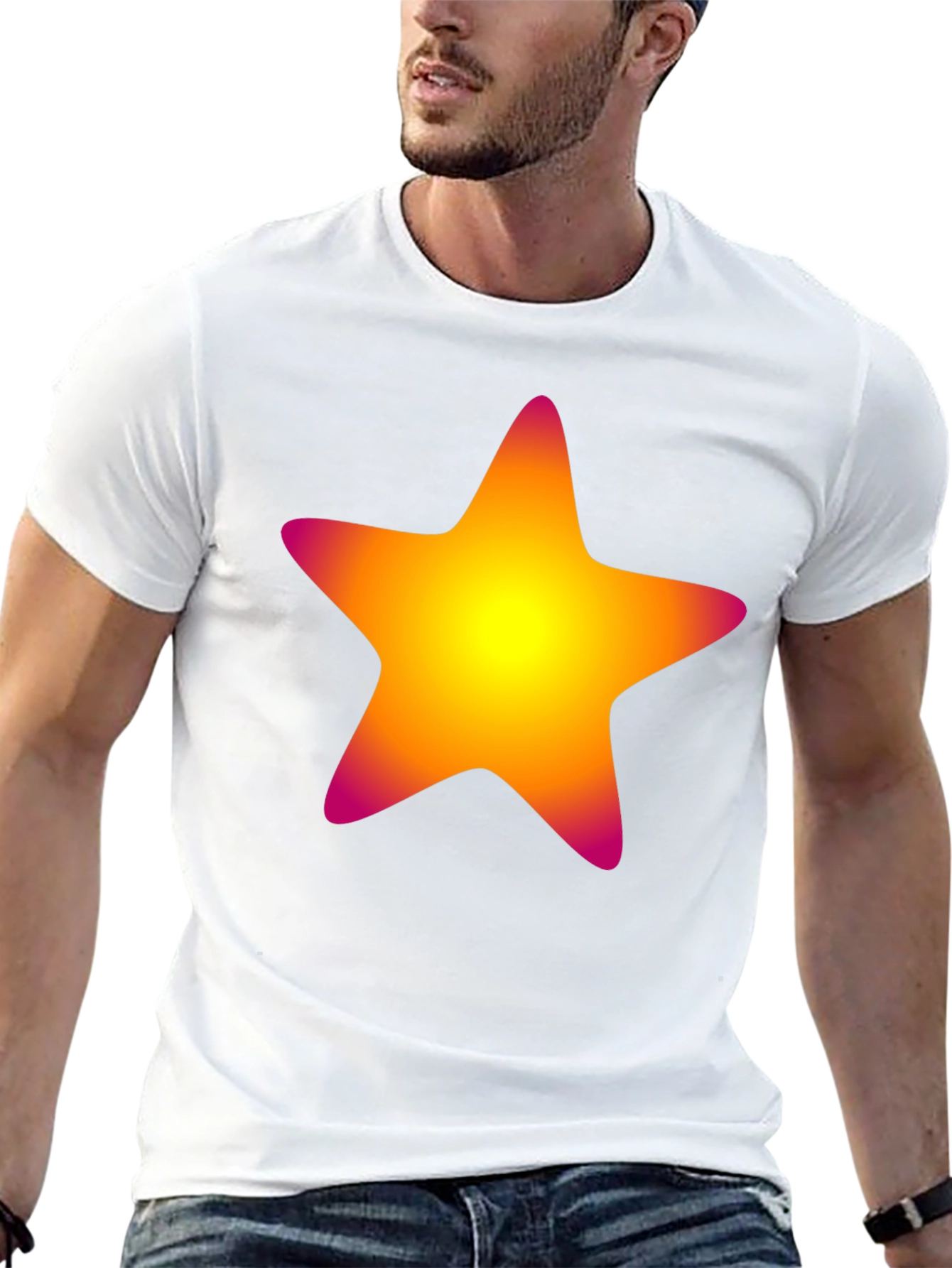 Black Vibrant Star Graphic Tee - Black Cotton Blend view 13