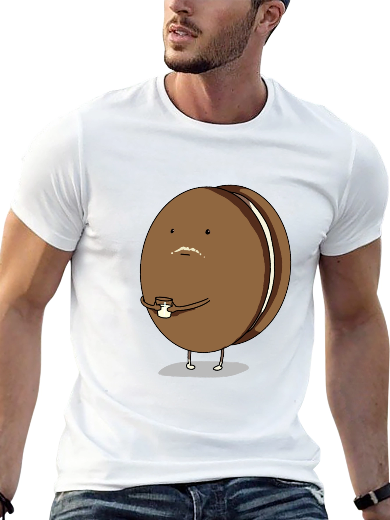 Black Funny Oreo Character Black T-Shirt view 13