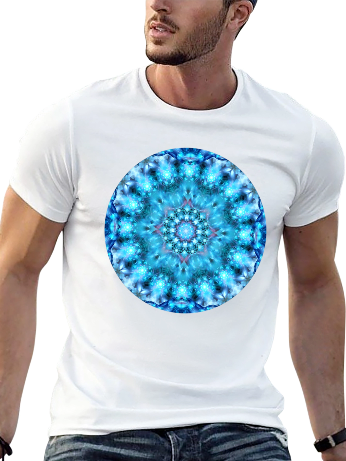 Black Blue Mandala Graphic Tee view 13