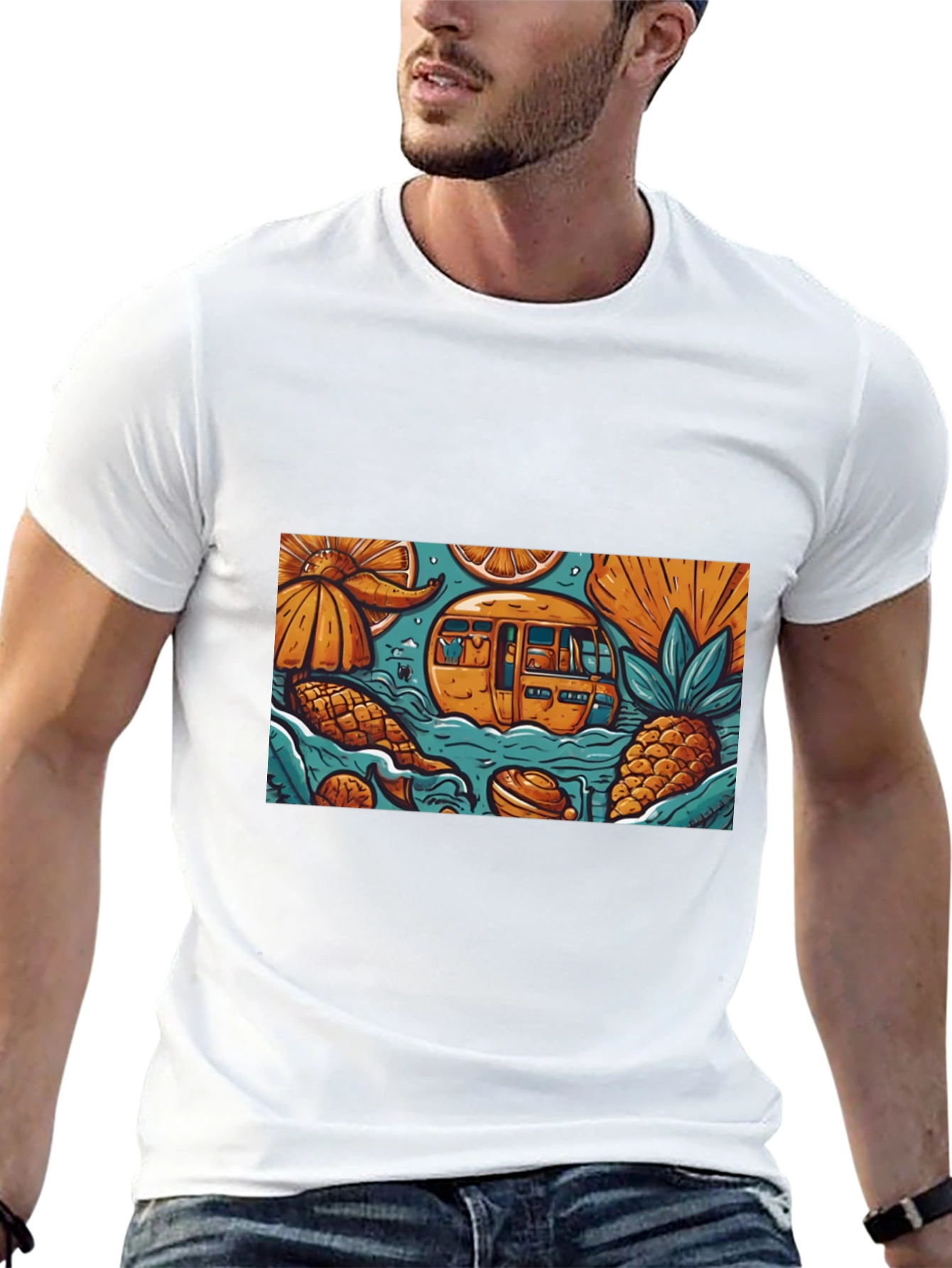 Black Tropical Island Adventure T-Shirt view 13