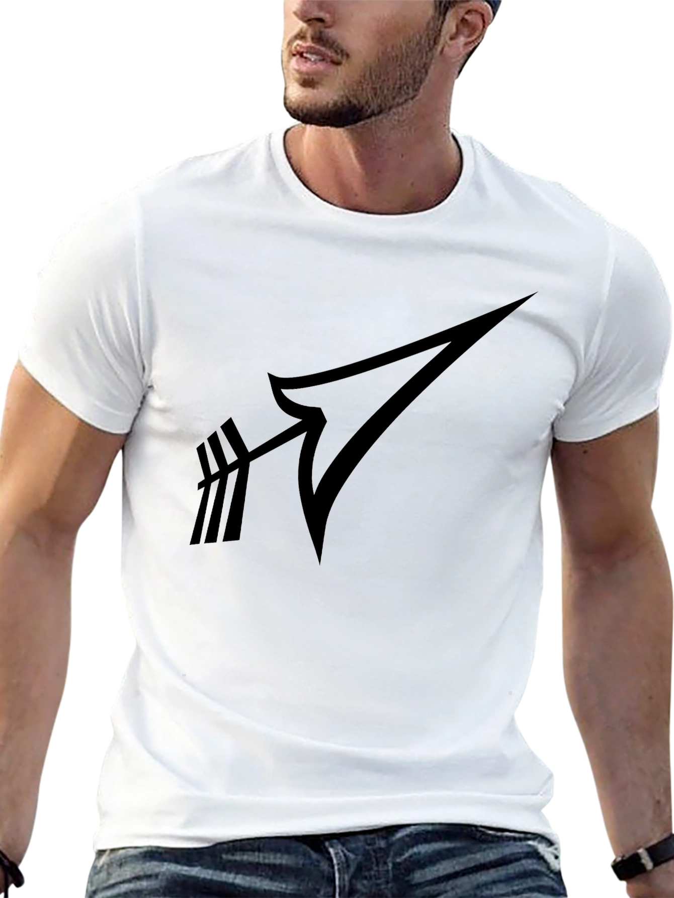 Black Modern Arrow Graphic Black T-Shirt view 13