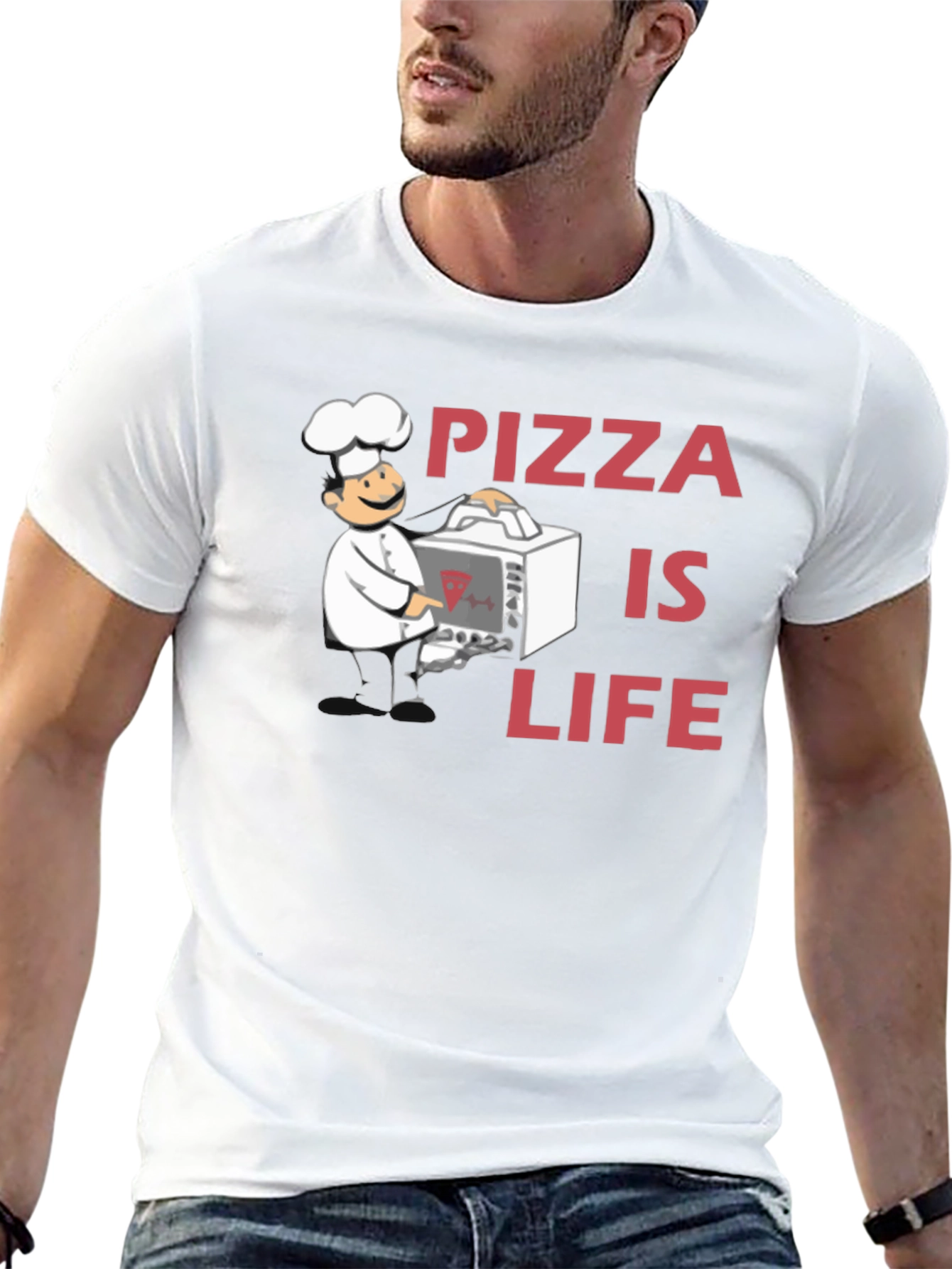 Pizza is Life Graphic Tee - Chef Design Black T-Shirt - 13