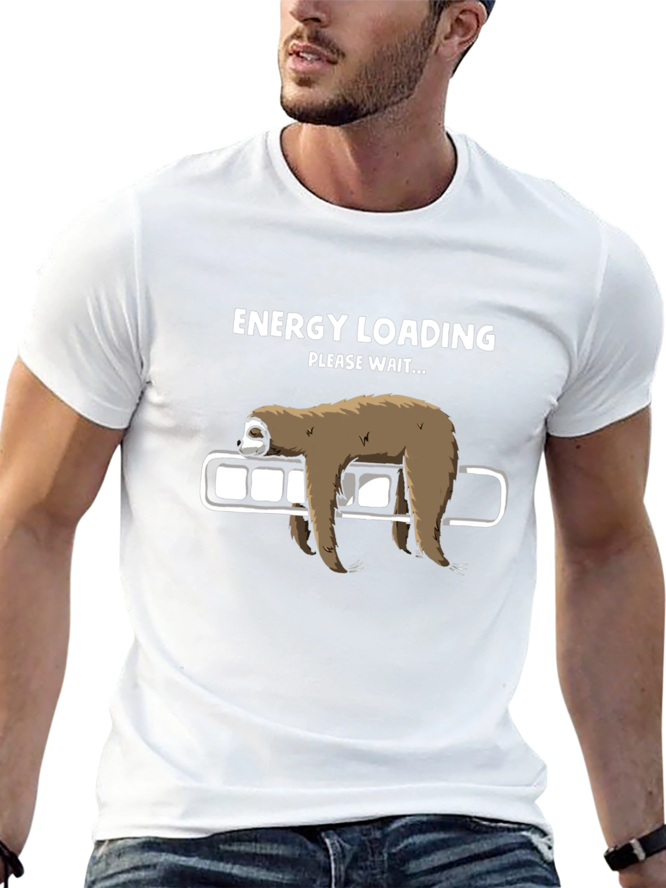 Black Energy Loading Sloth Graphic T-Shirt - Relaxed Fit view 13