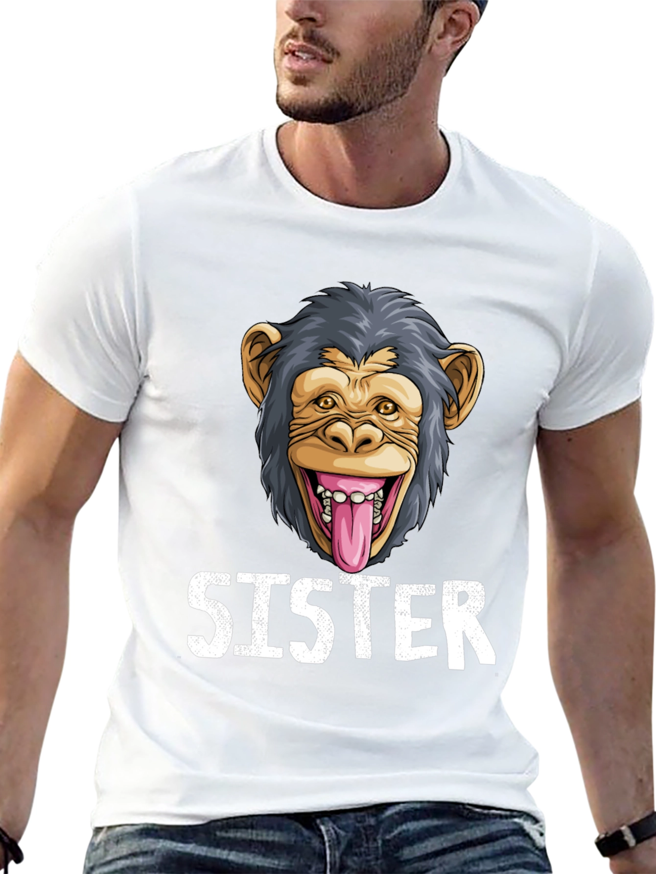 Black Sister Monkey Graphic T-Shirt - Fun & Unique! view 13