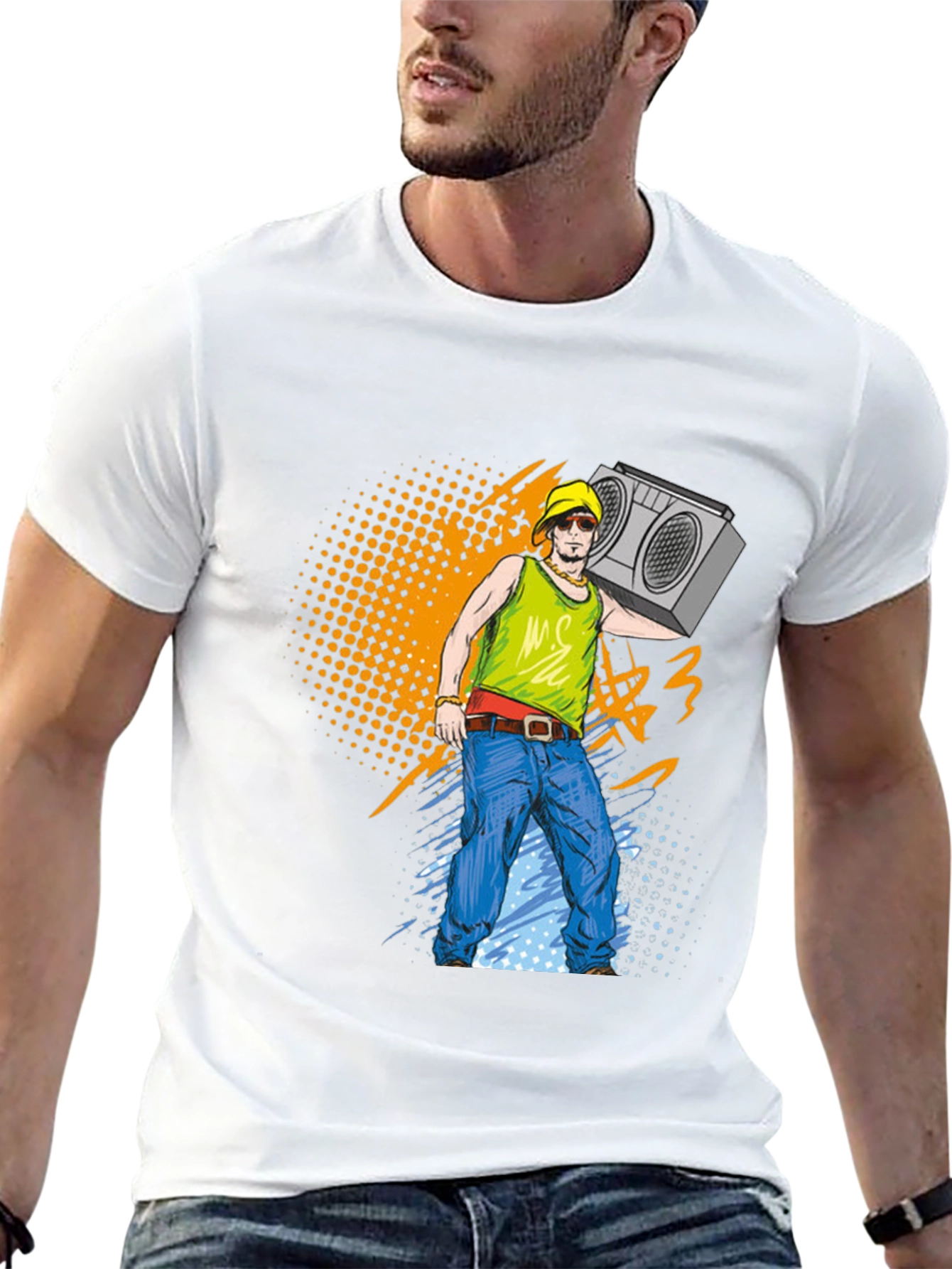 Black Retro Boombox Graphic T-Shirt - Vintage Music Tee view 13