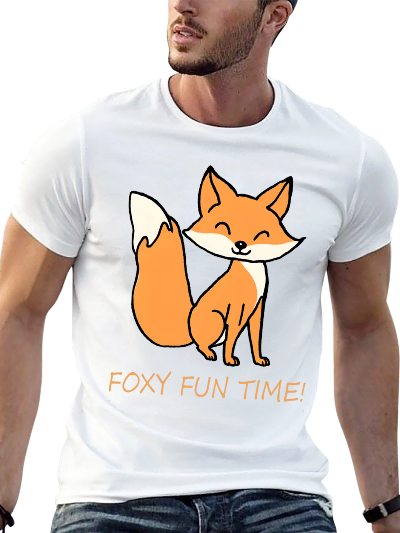 Black Foxy Fun Time T-Shirt - Cute Cartoon Fox Tee view 13