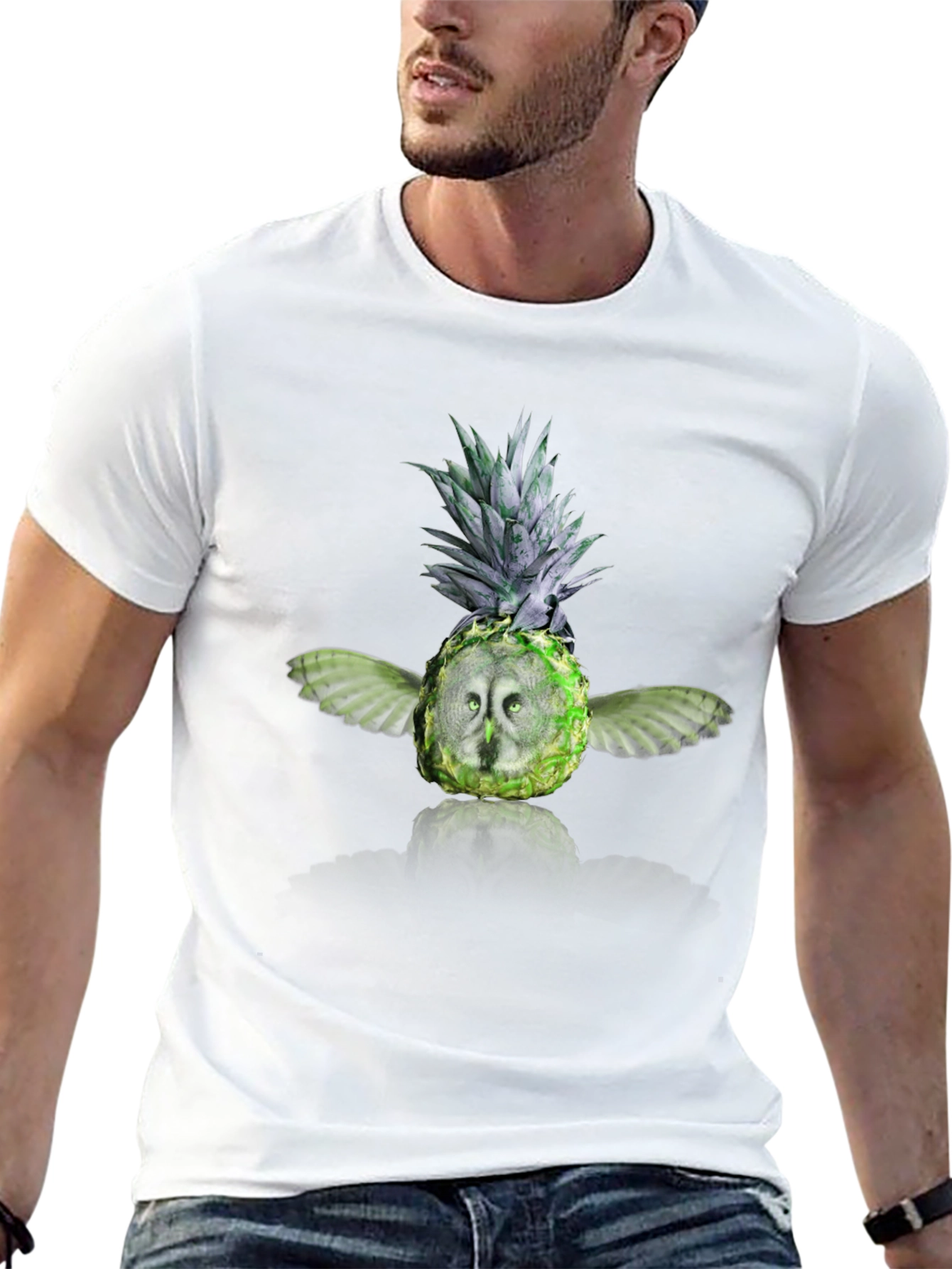 Black Pineapple Owl Graphic Tee - Men's Black T-Shirt view 13