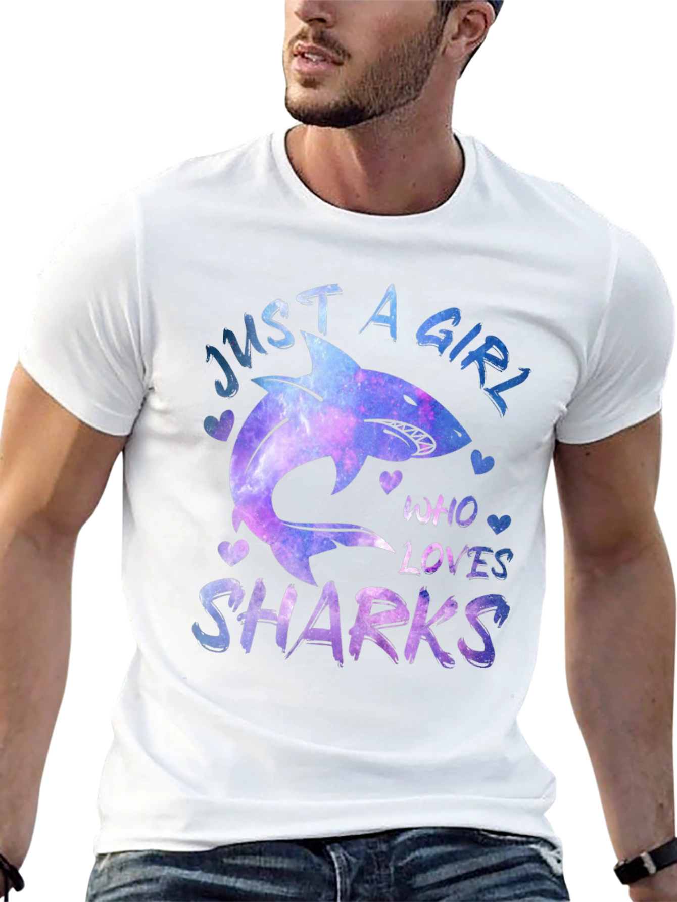 Black Just A Girl Who Loves Sharks Graphic Tee view 13