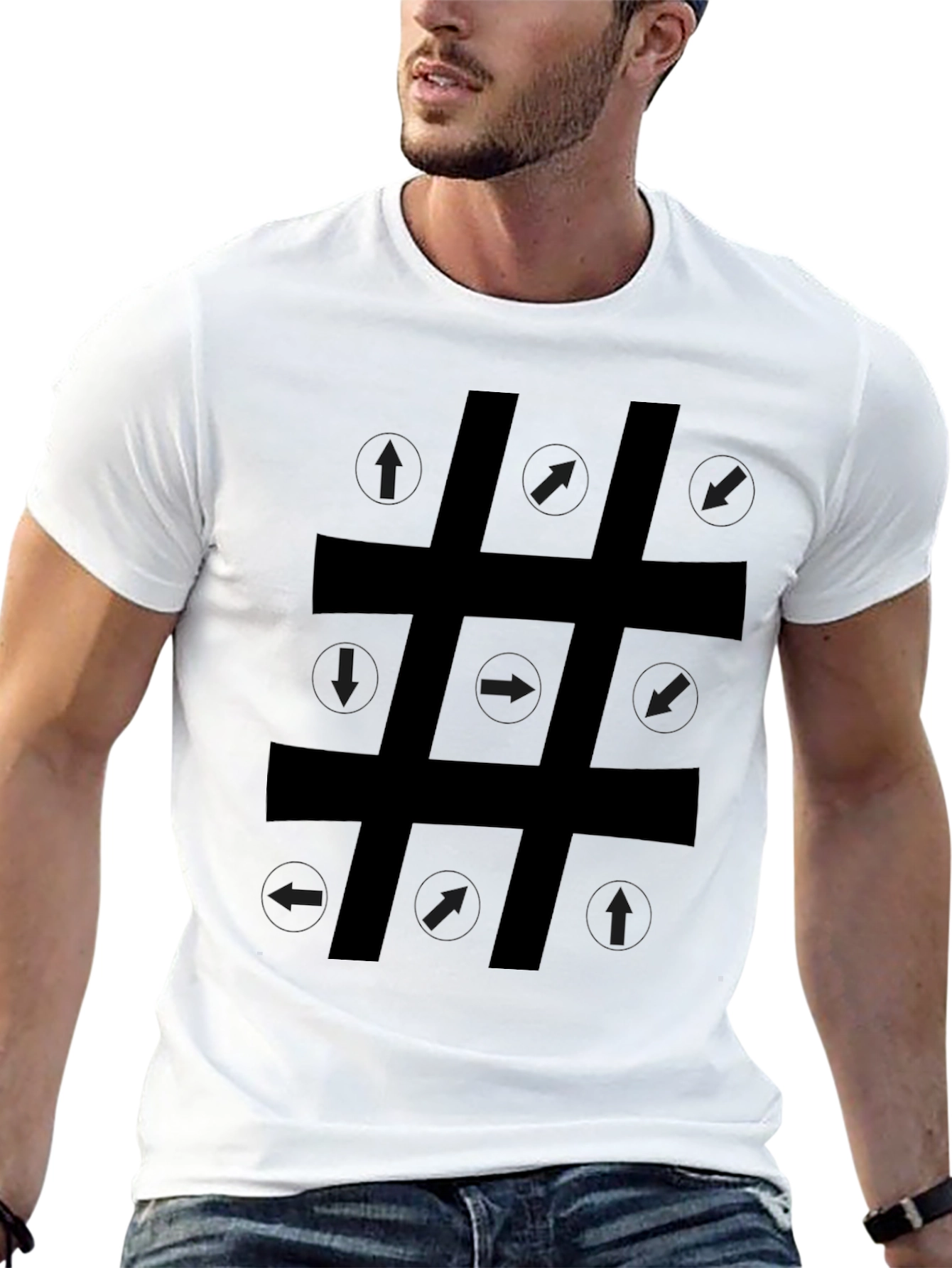 Black Arrow Direction Hashtag Graphic T-Shirt view 13