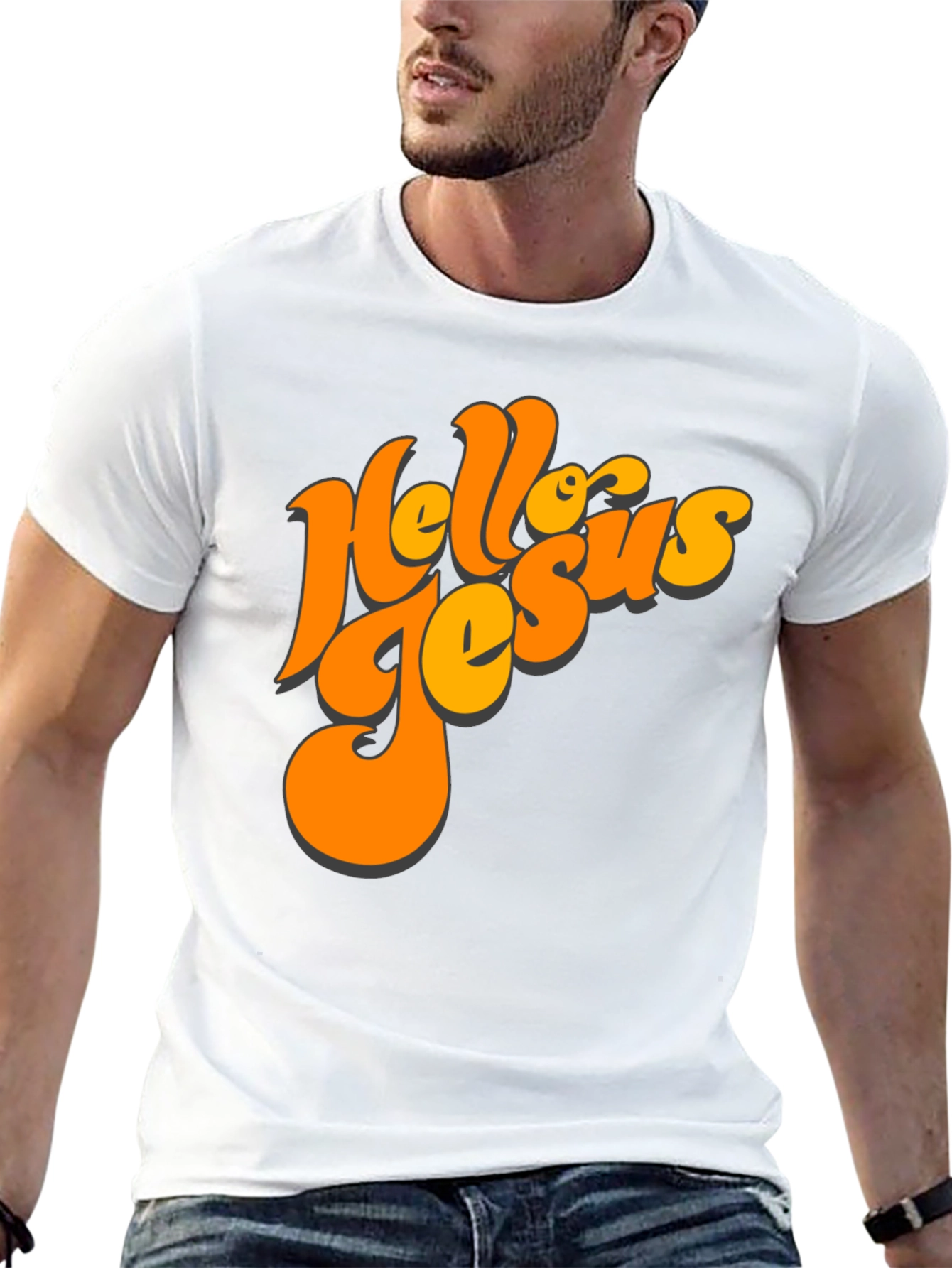 Black Retro Hello Jesus Graphic Tee view 13