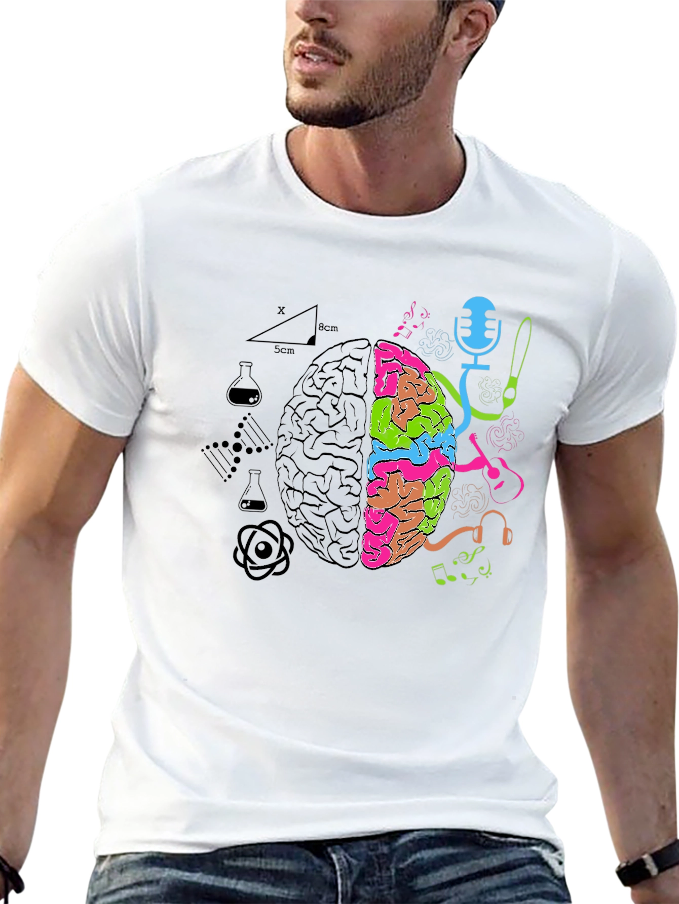 Black Brain Art vs Science T-Shirt view 13