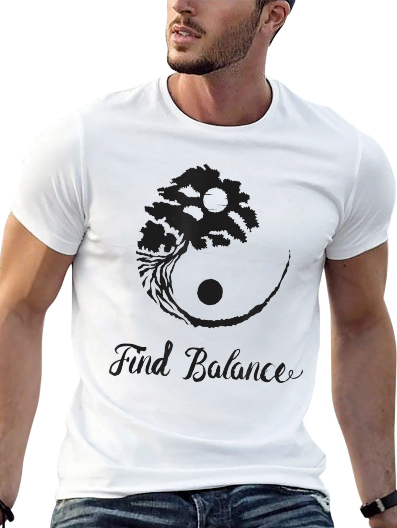 Black Balance Bonsai Tree Graphic T-Shirt view 13