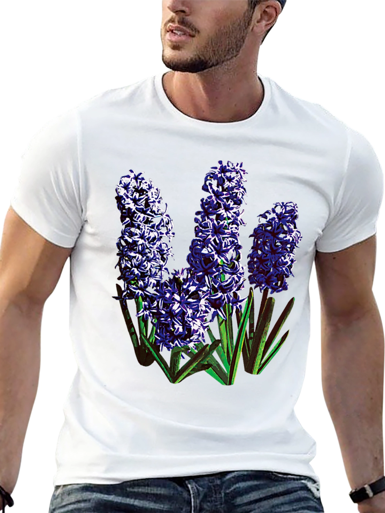 Black Floral Print Black Cotton Tee view 13