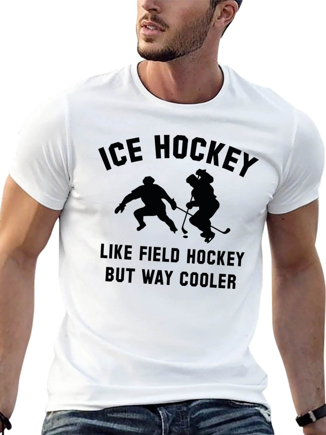 Black Ice Hockey Tee - Funny Sports Graphic T-Shirt view 13